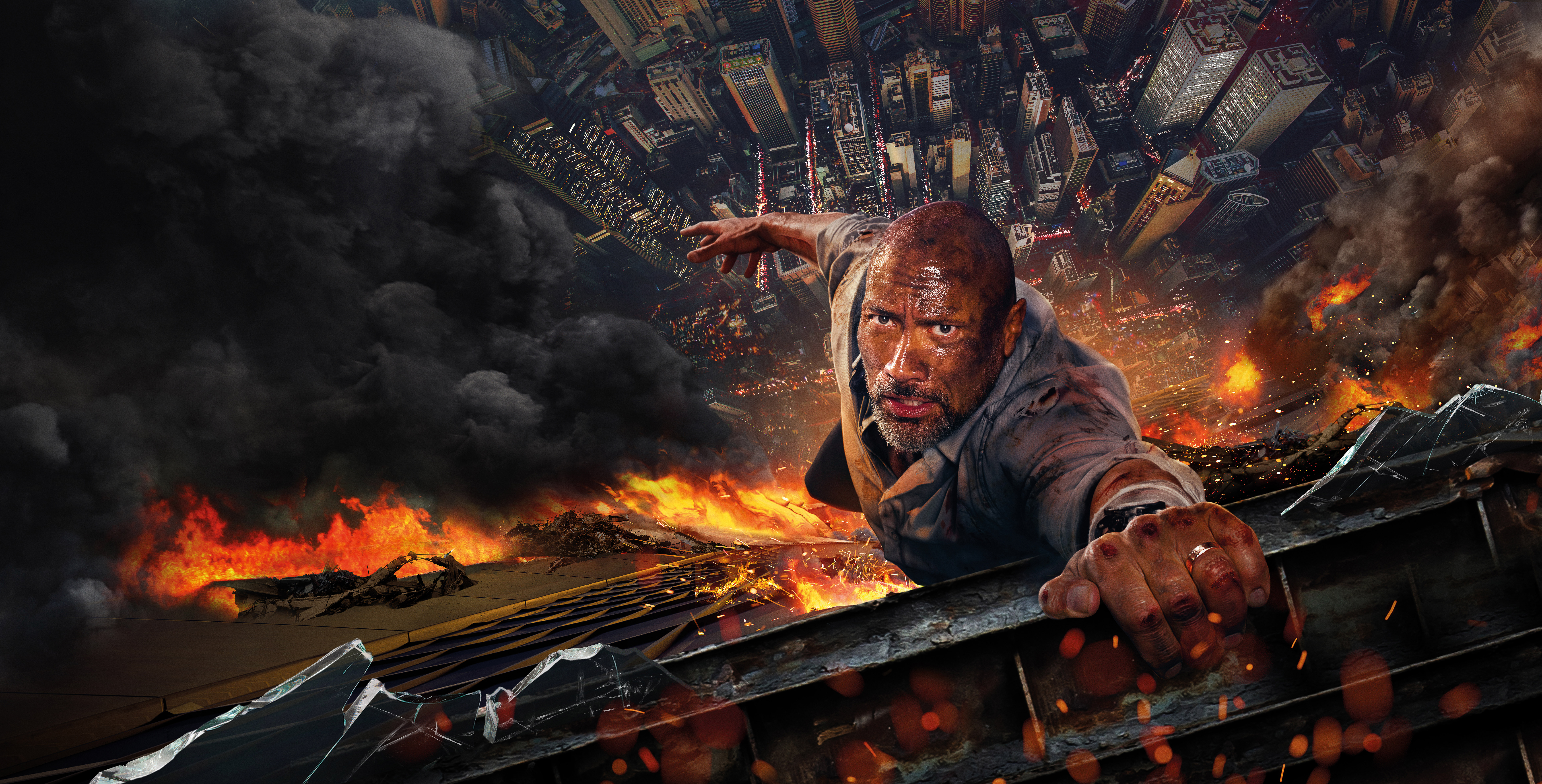Dwayne Johnson in Skyscraper Movie 4K HD Wallpaper