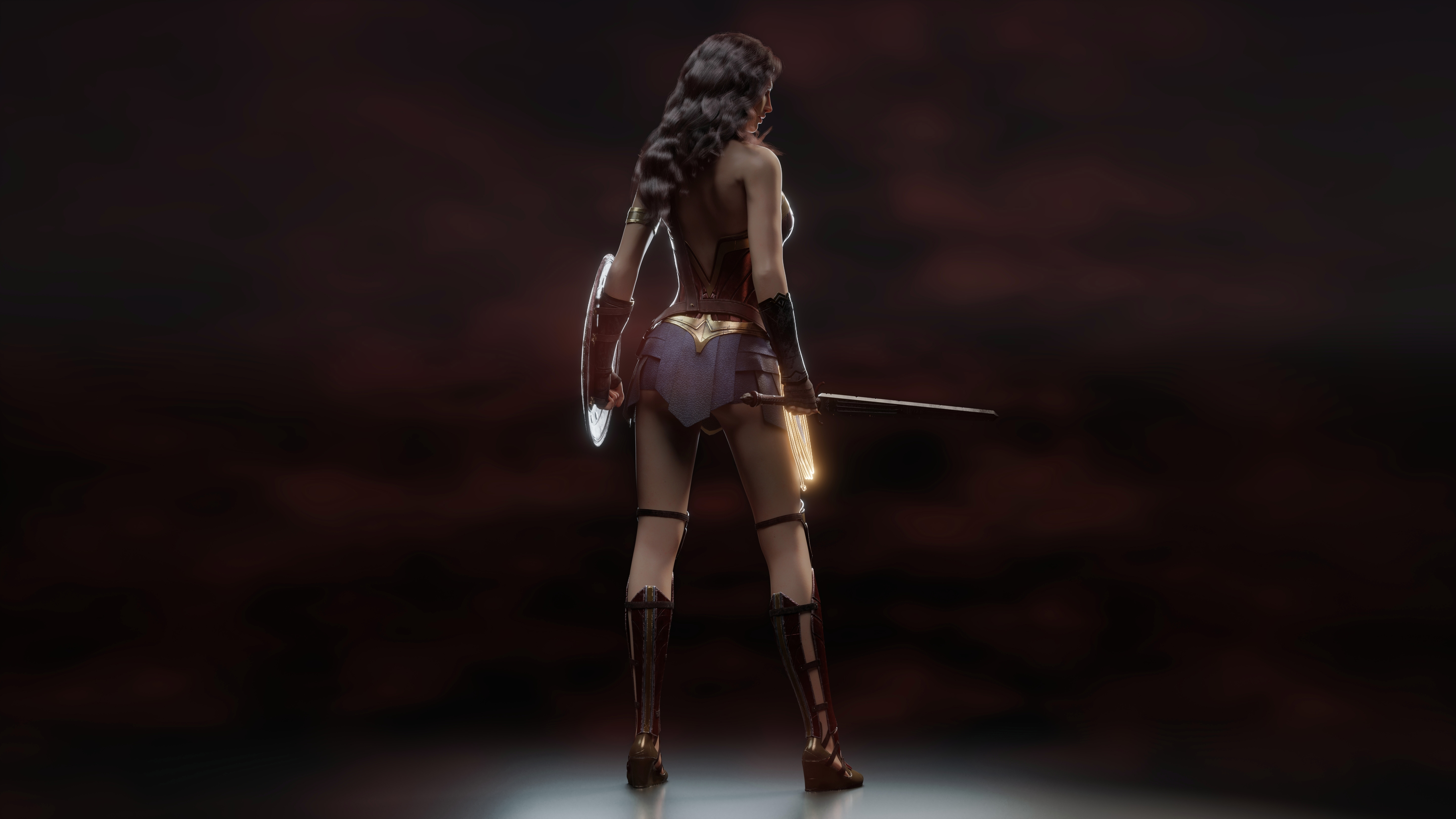 Wonder Woman with Sword and Shield HD Wallpaper