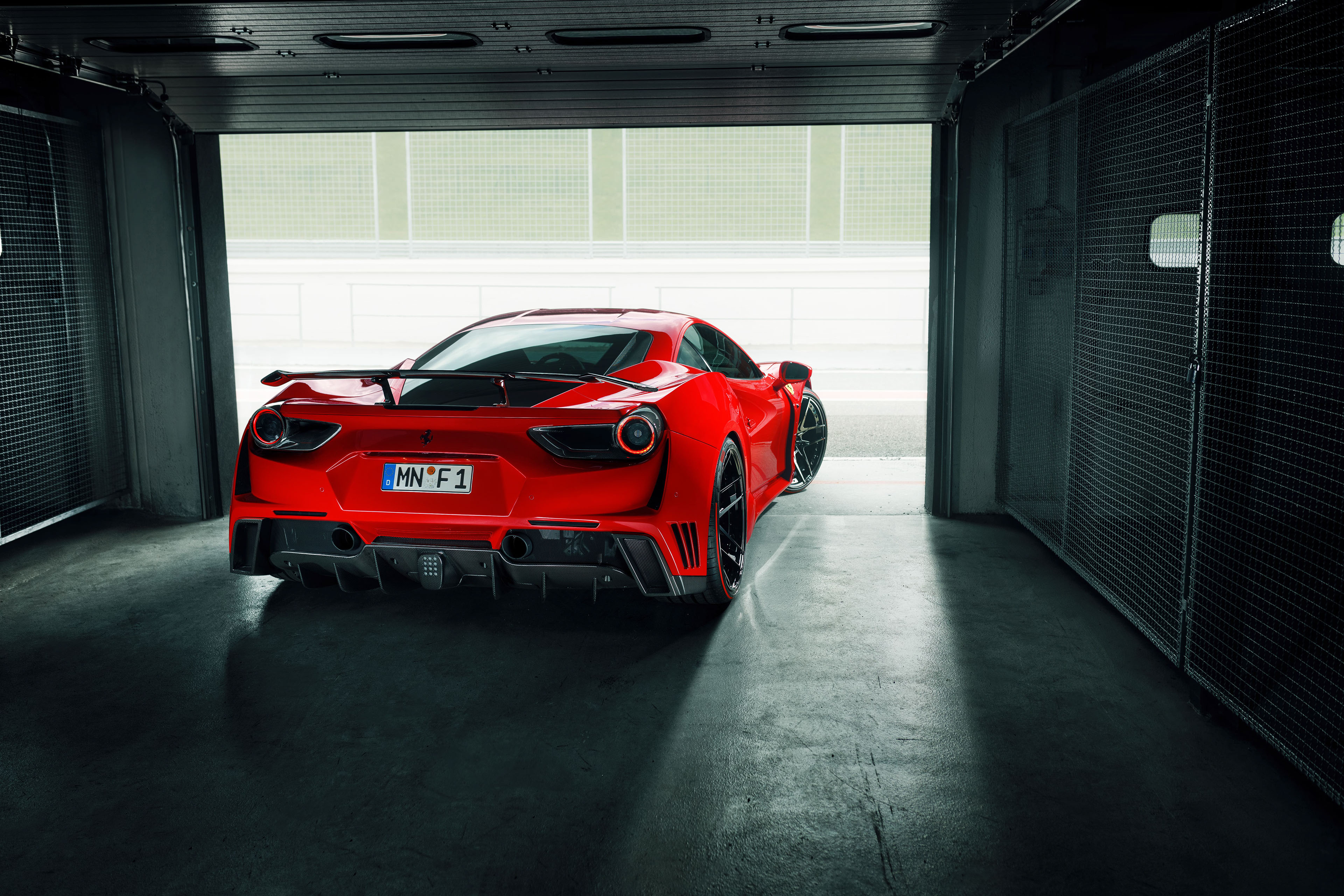 Red Ferrari 488 in a Garage HD Wallpaper