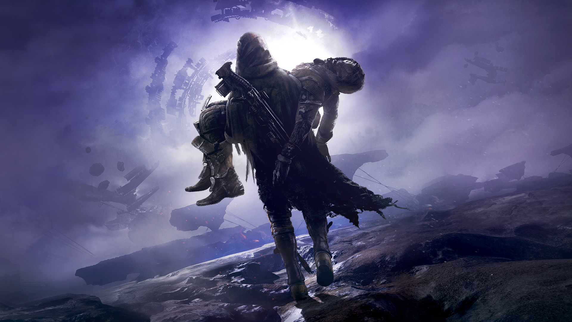 Destiny 2 Guardian carrying another Guardian HD Wallpaper