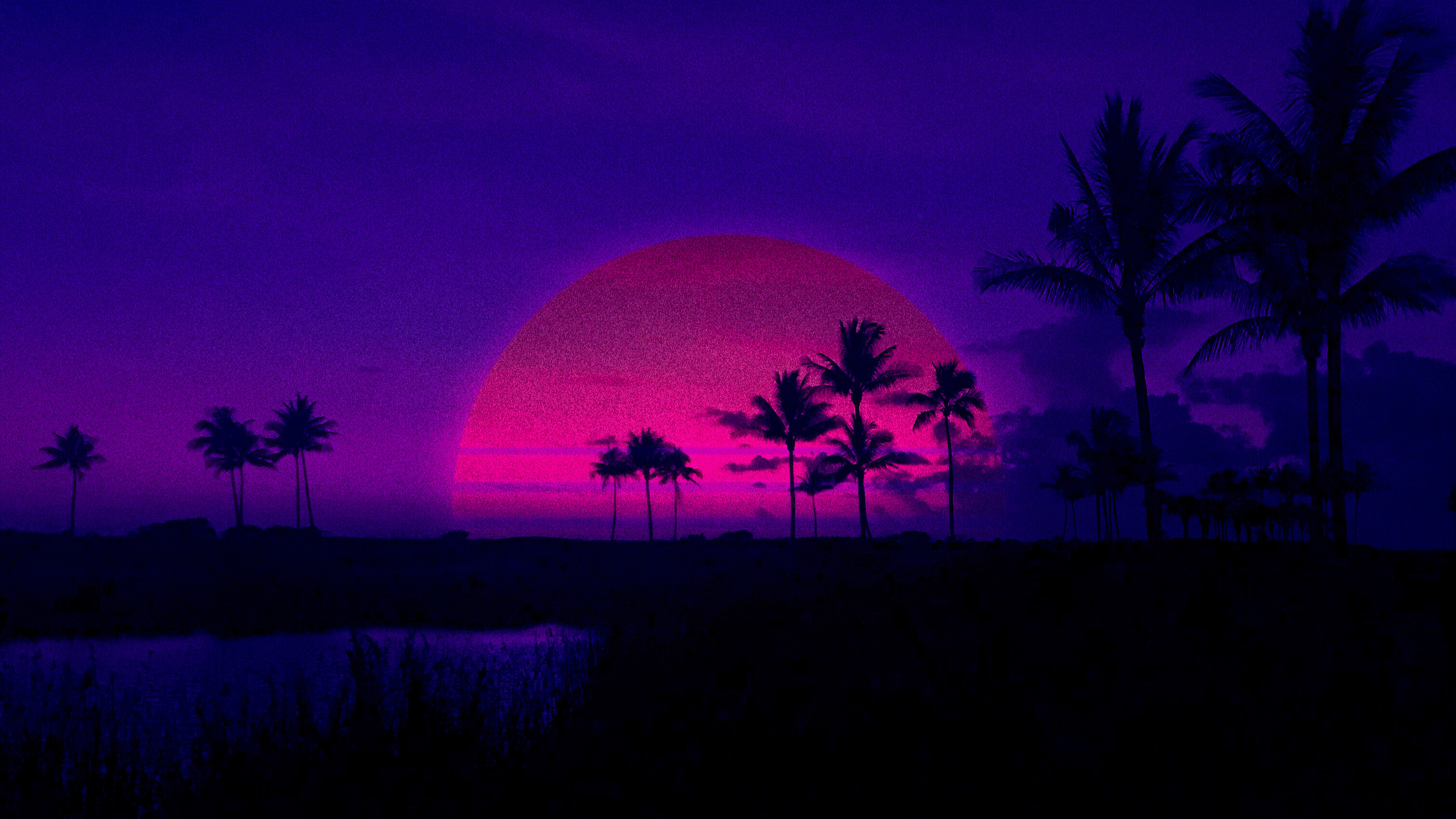 Miami Sunset Digital Art 4K HD Wallpaper