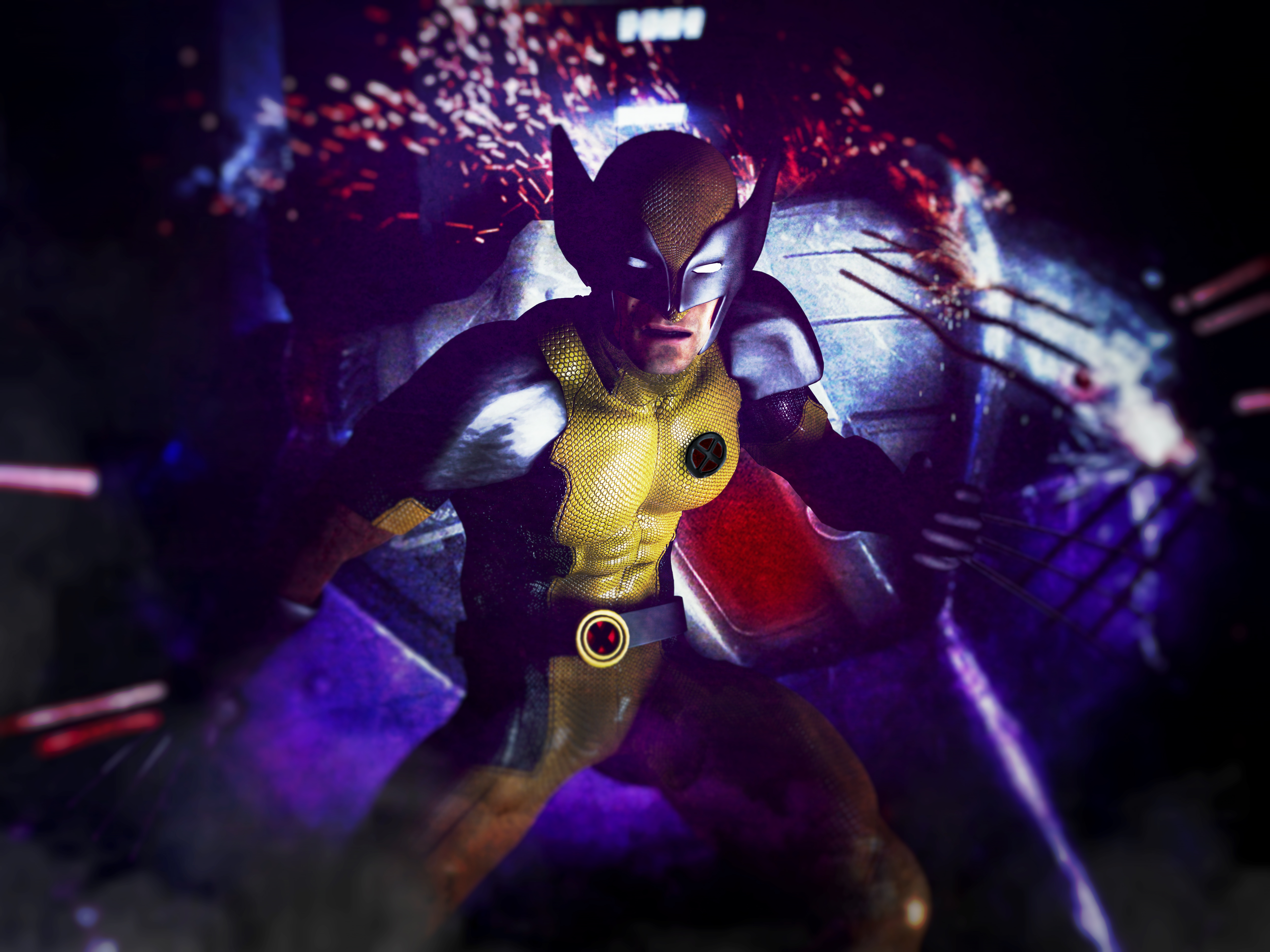 Wolverine in his classic yellow and blue suit HD Wallpaper