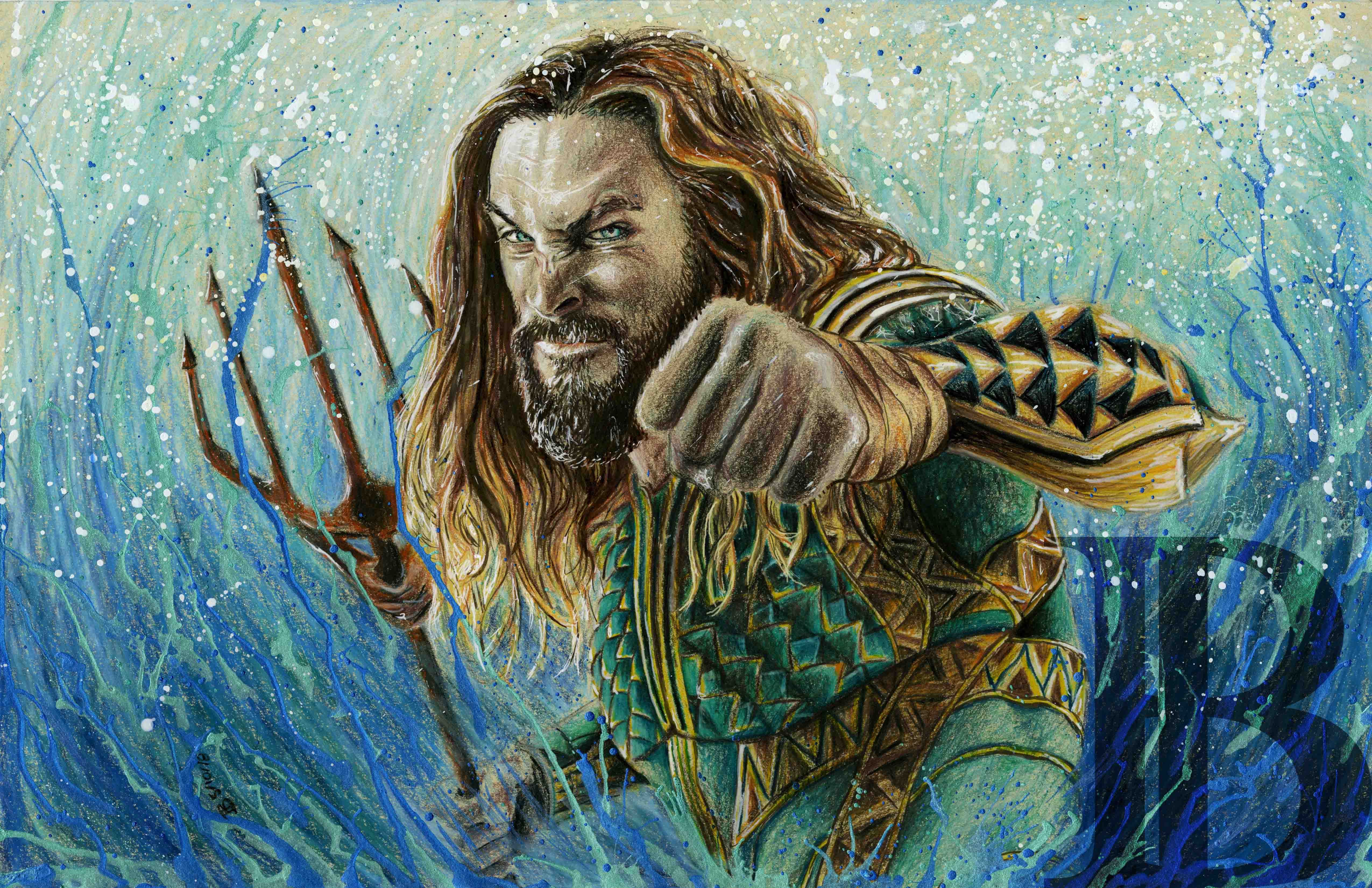 Aquaman with Trident and Fist HD Wallpaper