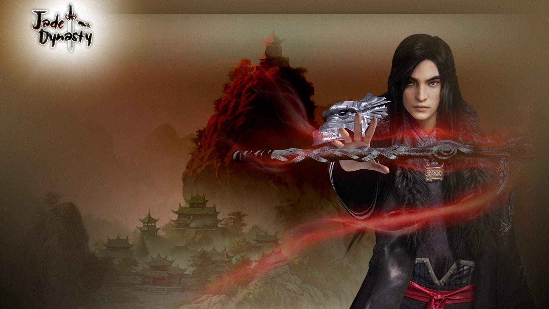 Jade Dynasty character with magic staff HD Wallpaper