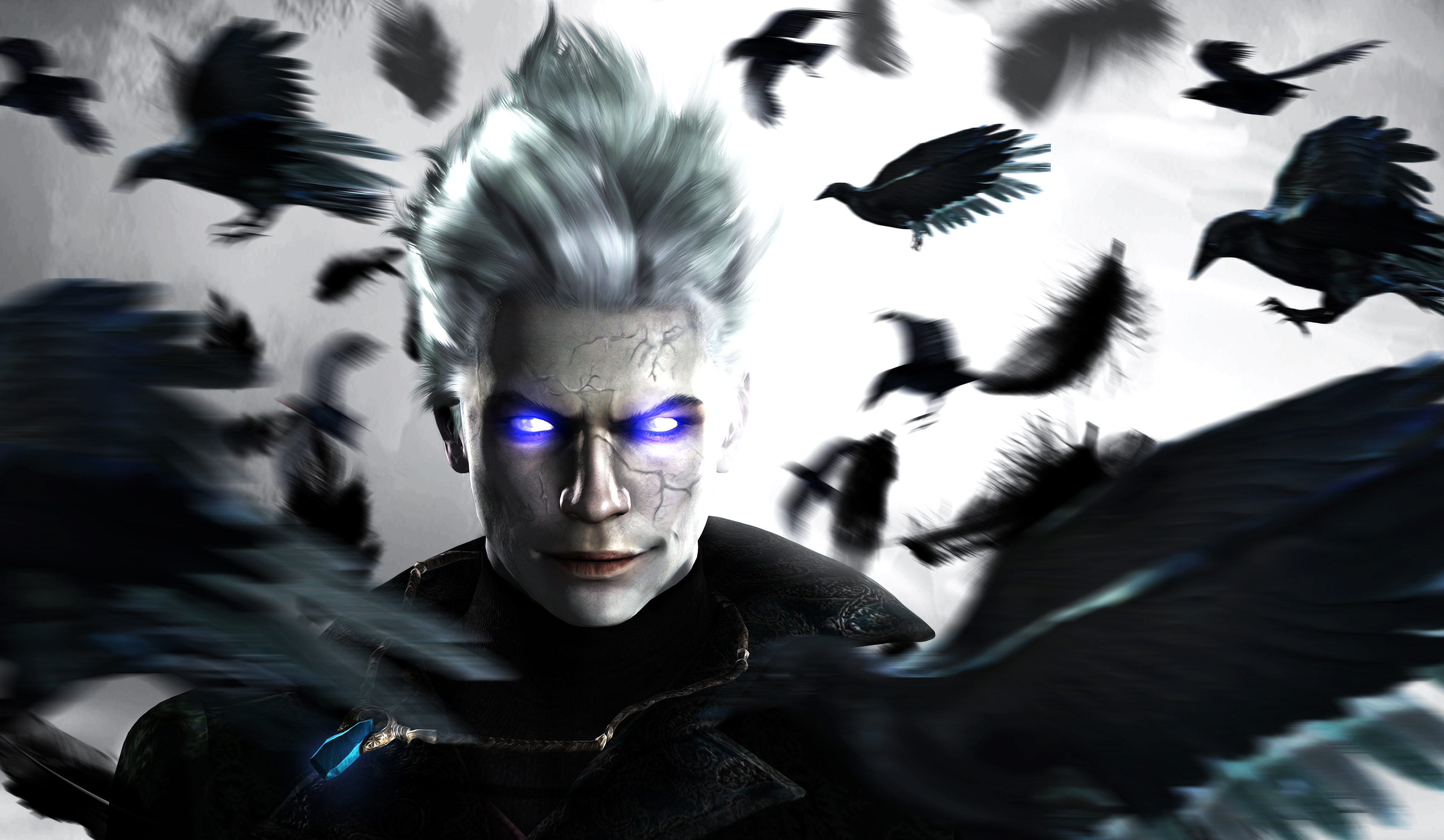 Vergil surrounded by crows in Devil May Cry 5 4K HD Wallpaper