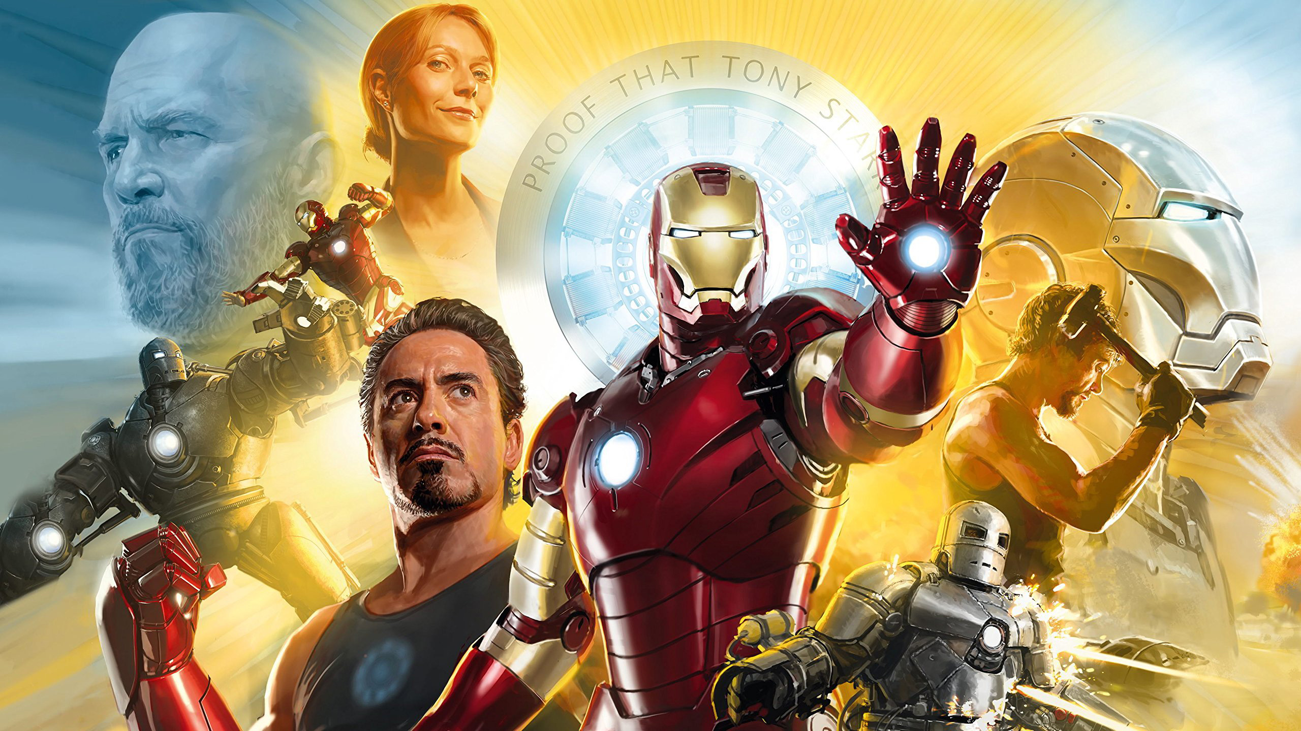 Iron Man Artwork Featuring Tony Stark and His Suits HD Wallpaper