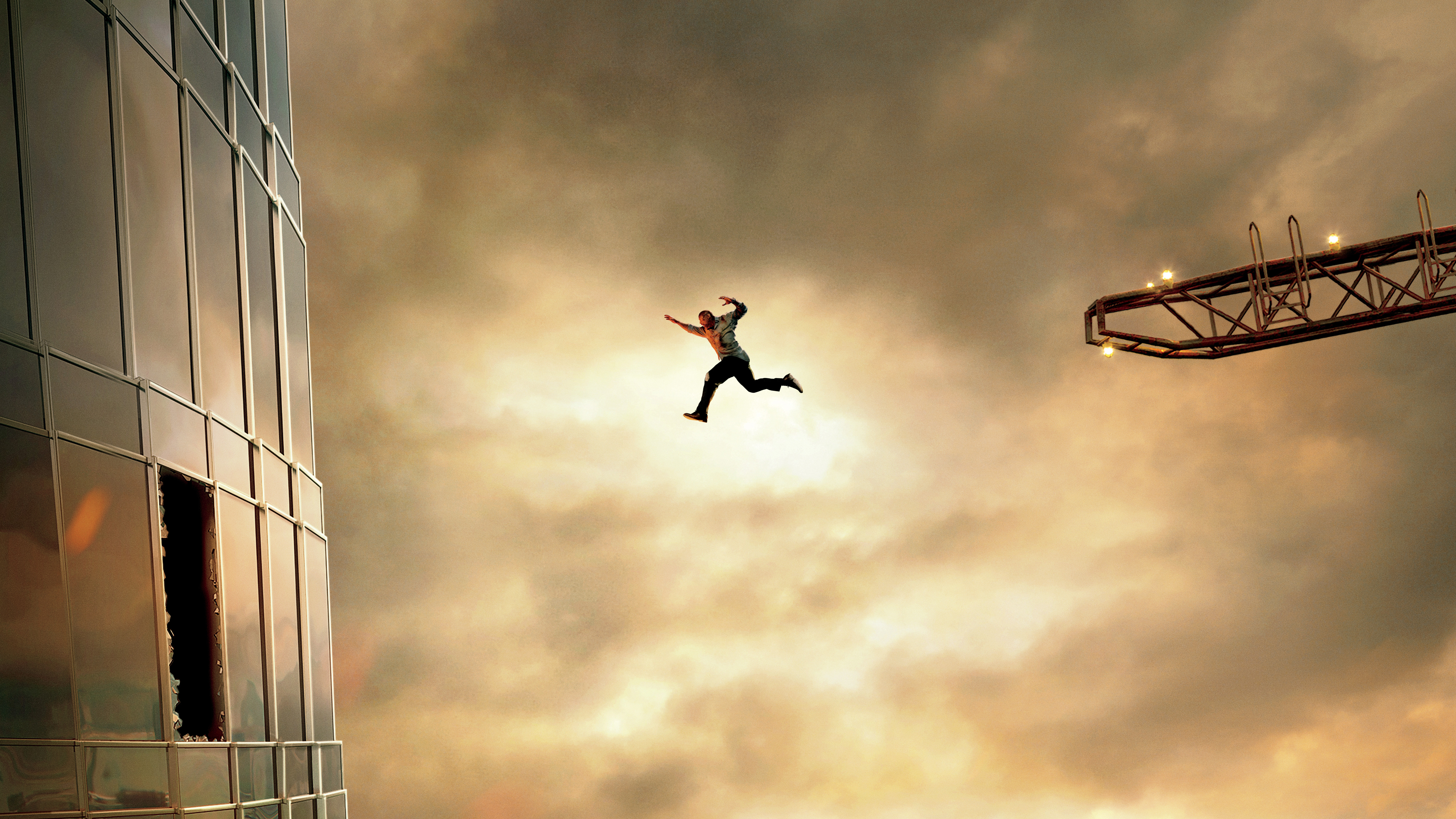 Dwayne Johnson jumps between buildings HD Wallpaper
