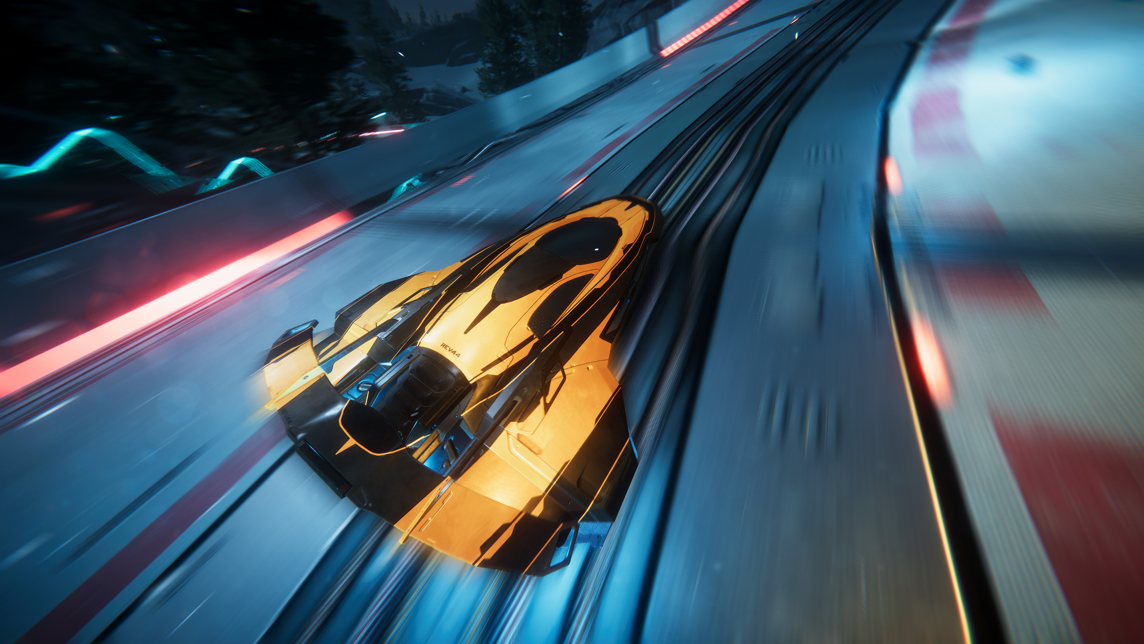 Antigraviator racing vehicle on a futuristic track HD Wallpaper
