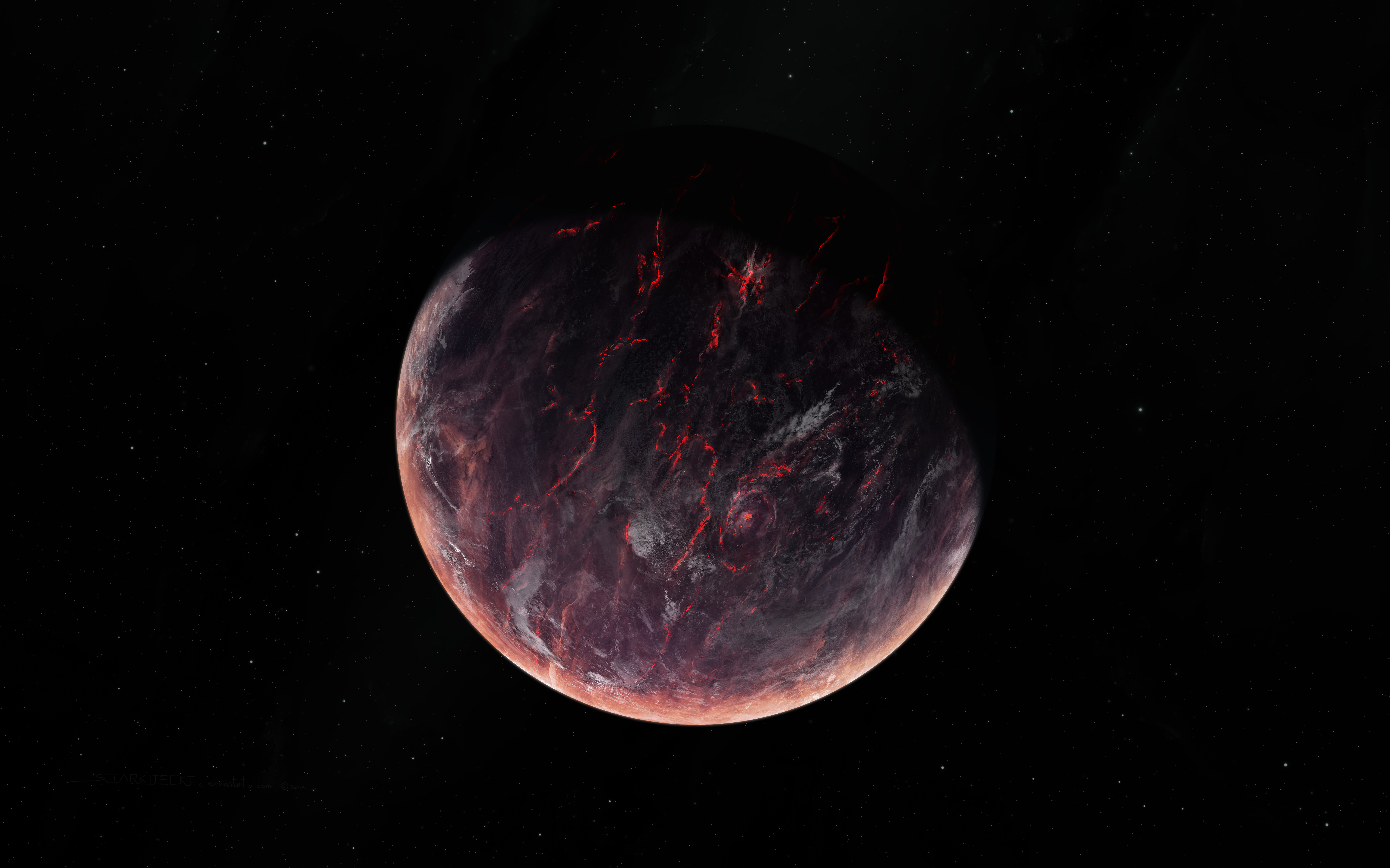 Volcanic Planet in Digital Universe 4K HD Wallpaper