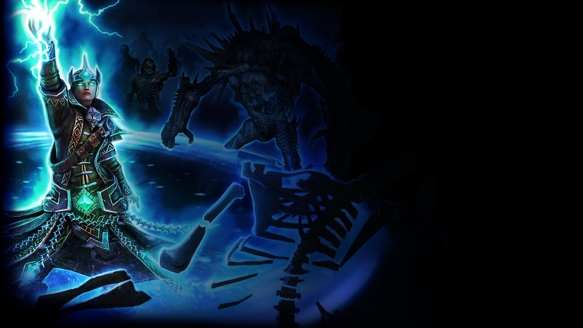 Grim Dawn character casting lightning spell HD Wallpaper
