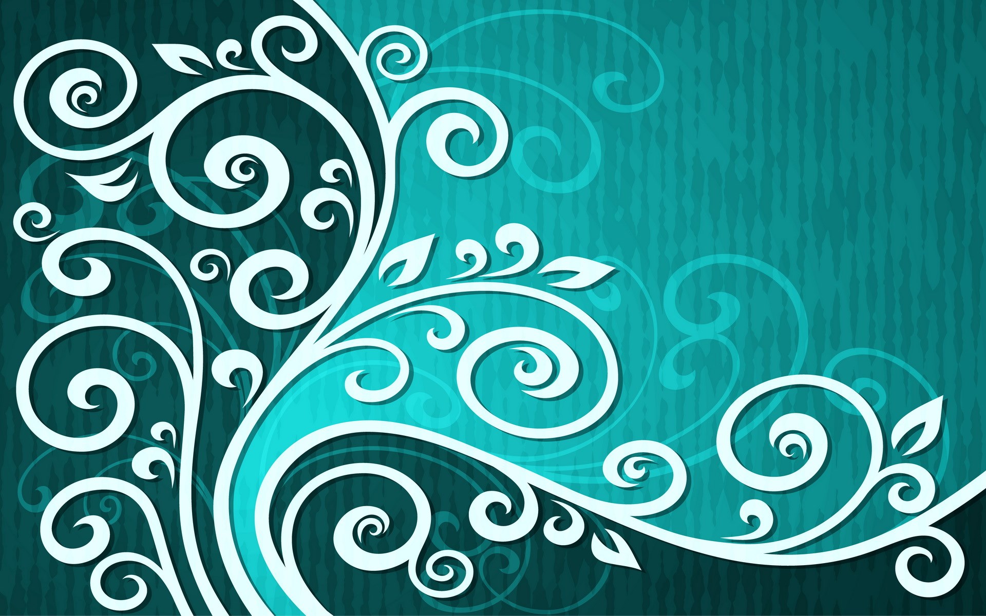 White floral pattern on teal textured background HD Wallpaper