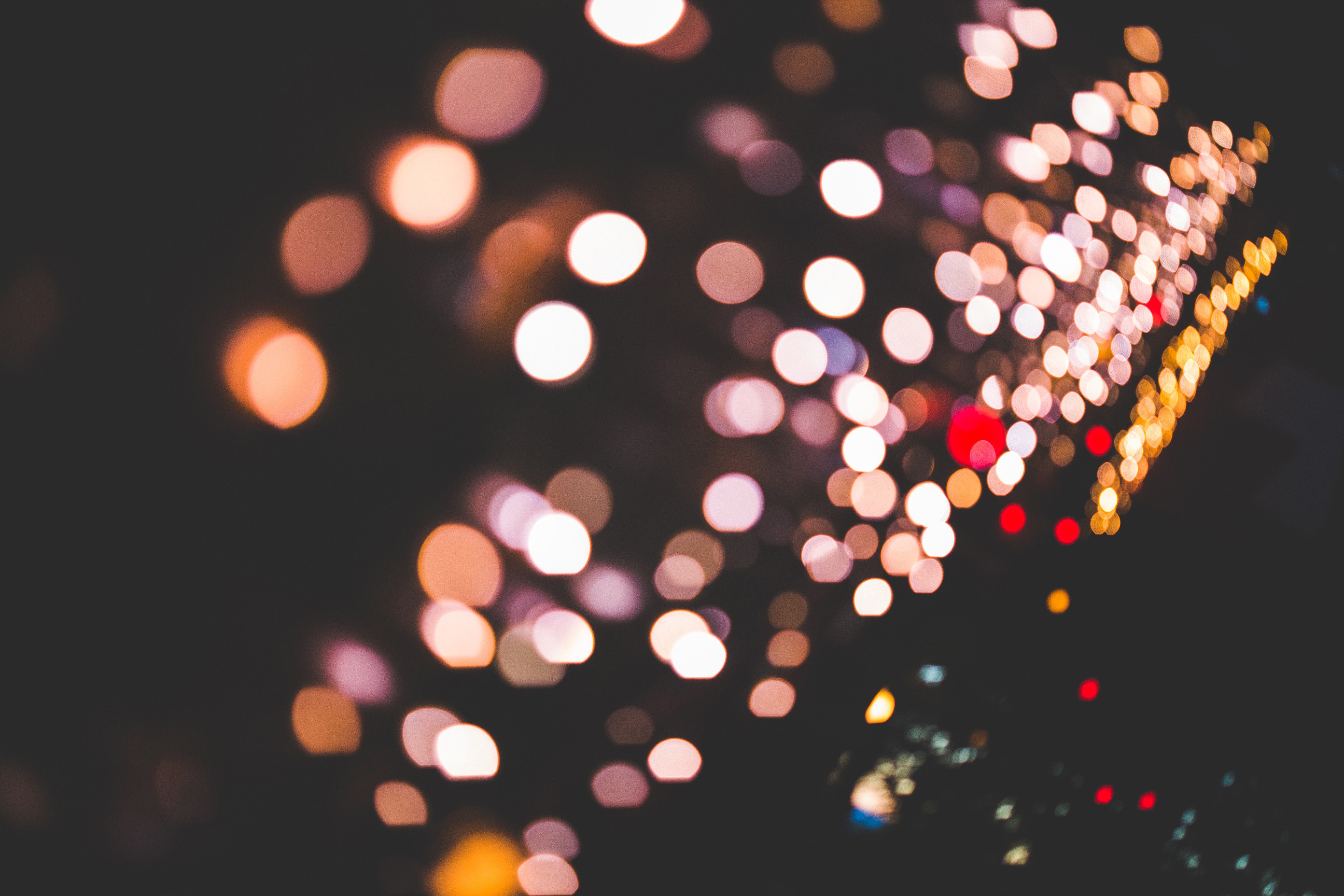 Bokeh lights on a dark background HD Wallpaper