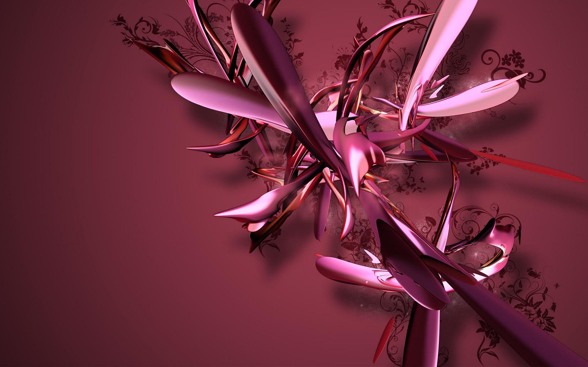 Abstract Pink and Red Metallic Sculpture HD Wallpaper