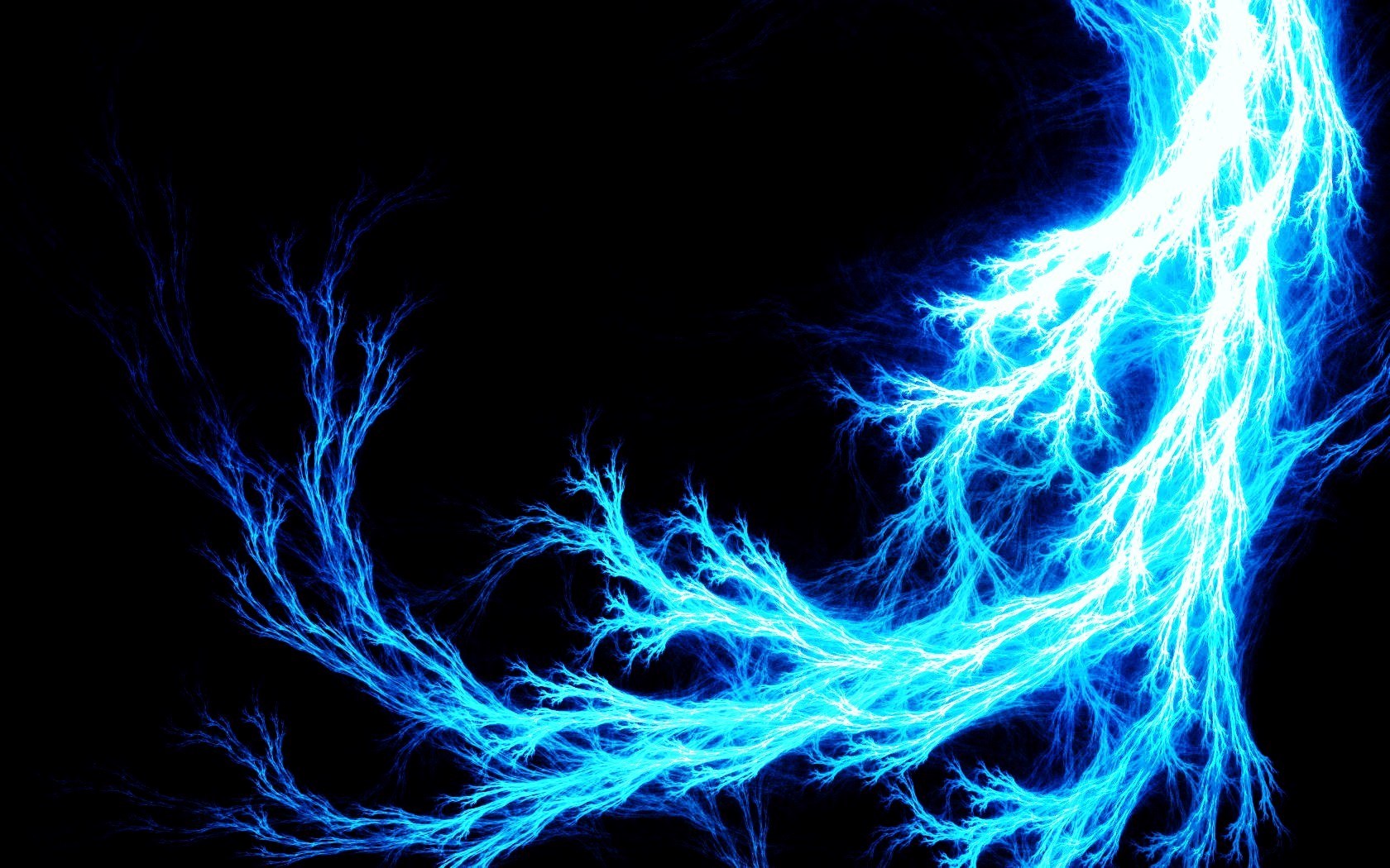 Blue lightning fractal on black background HD Wallpaper