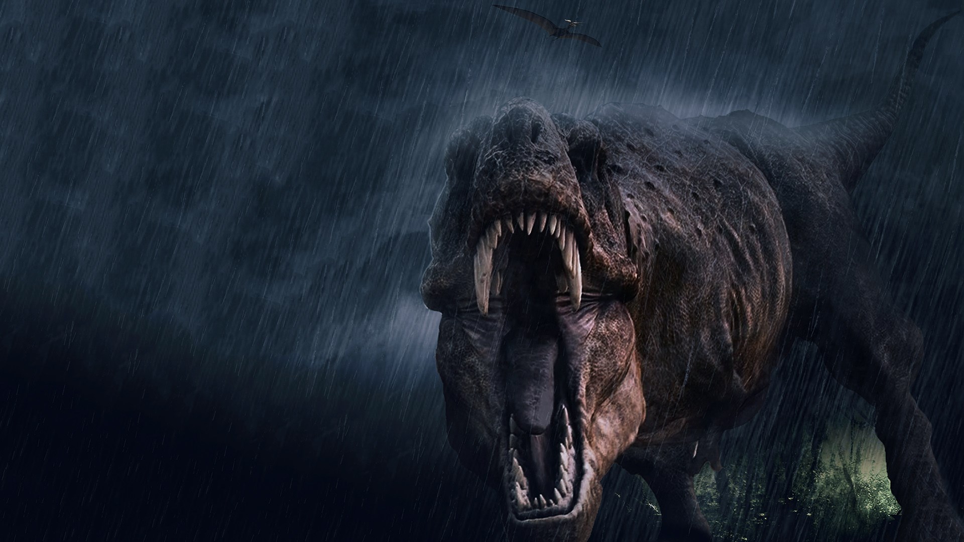 Tyrannosaurus Rex and Pterodactyl in Jurassic Park HD Wallpaper