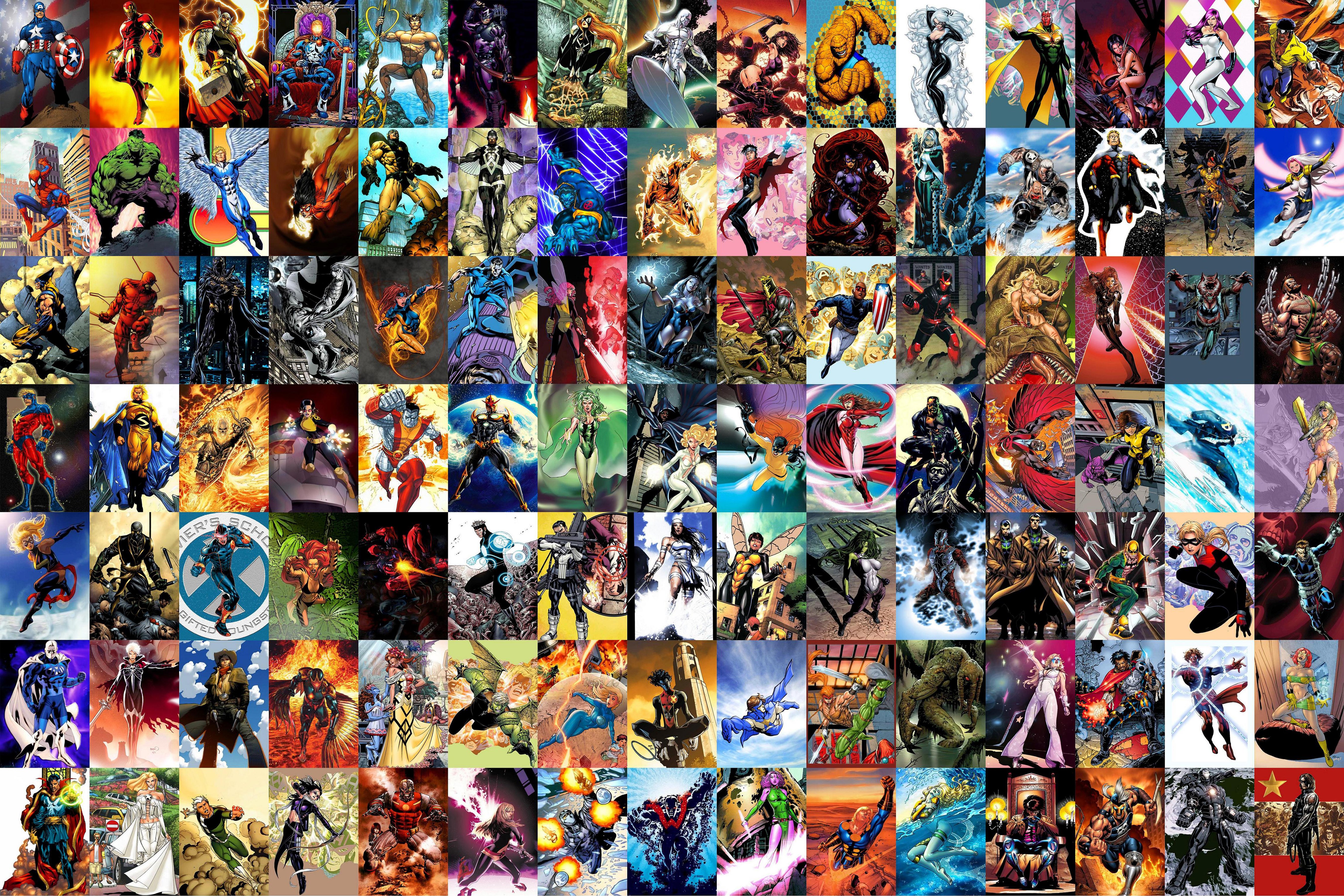 Collage of Marvel Comics Characters HD Wallpaper