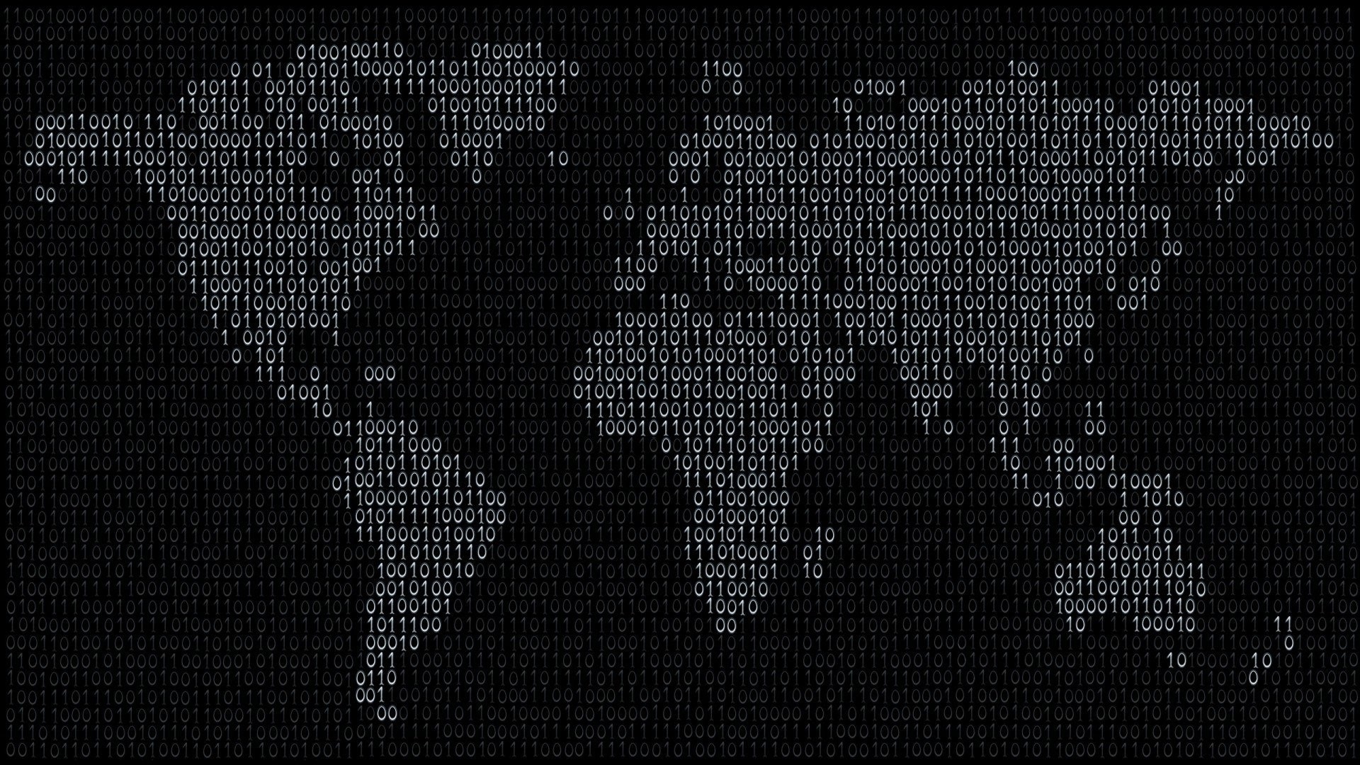 World map made of binary code HD Wallpaper