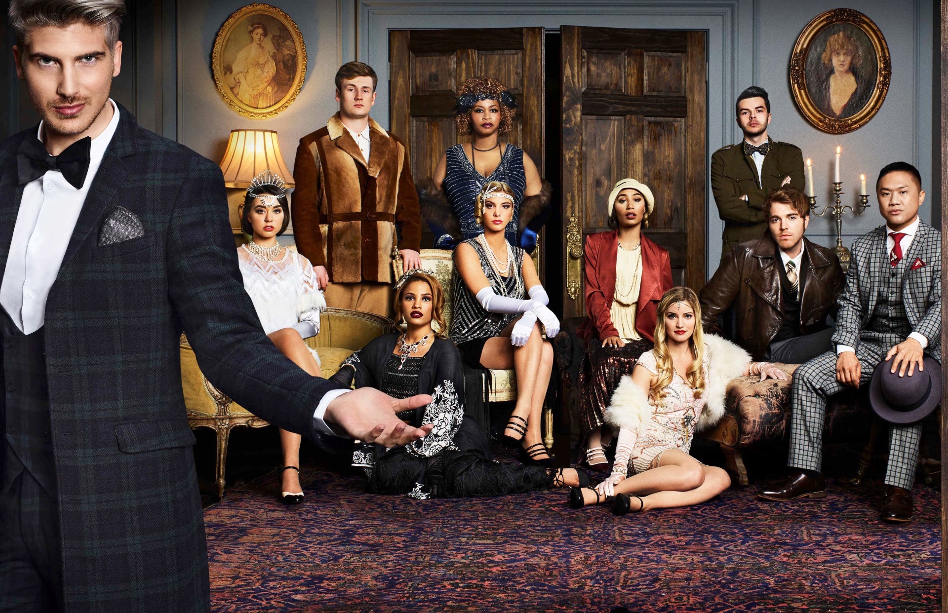 Group of people in 1920s attire HD Wallpaper