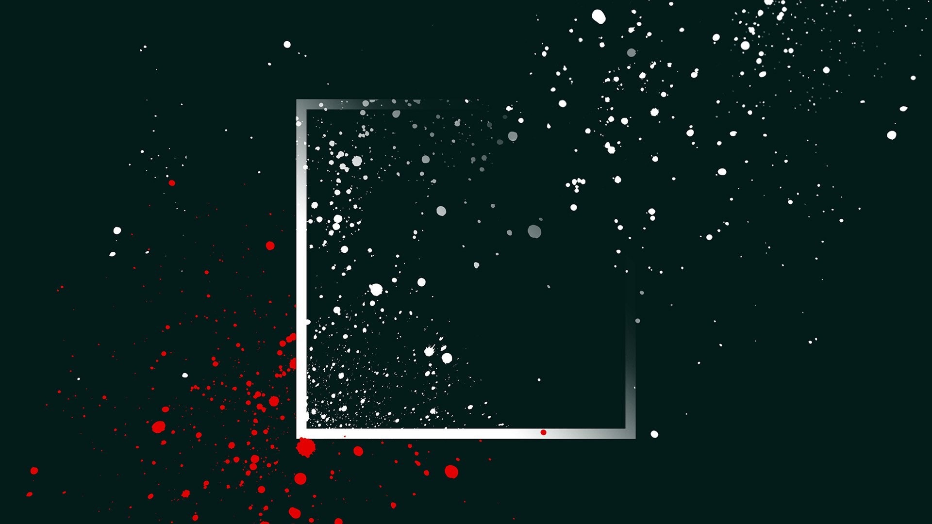 Minimalist square with red and white splatters HD Wallpaper