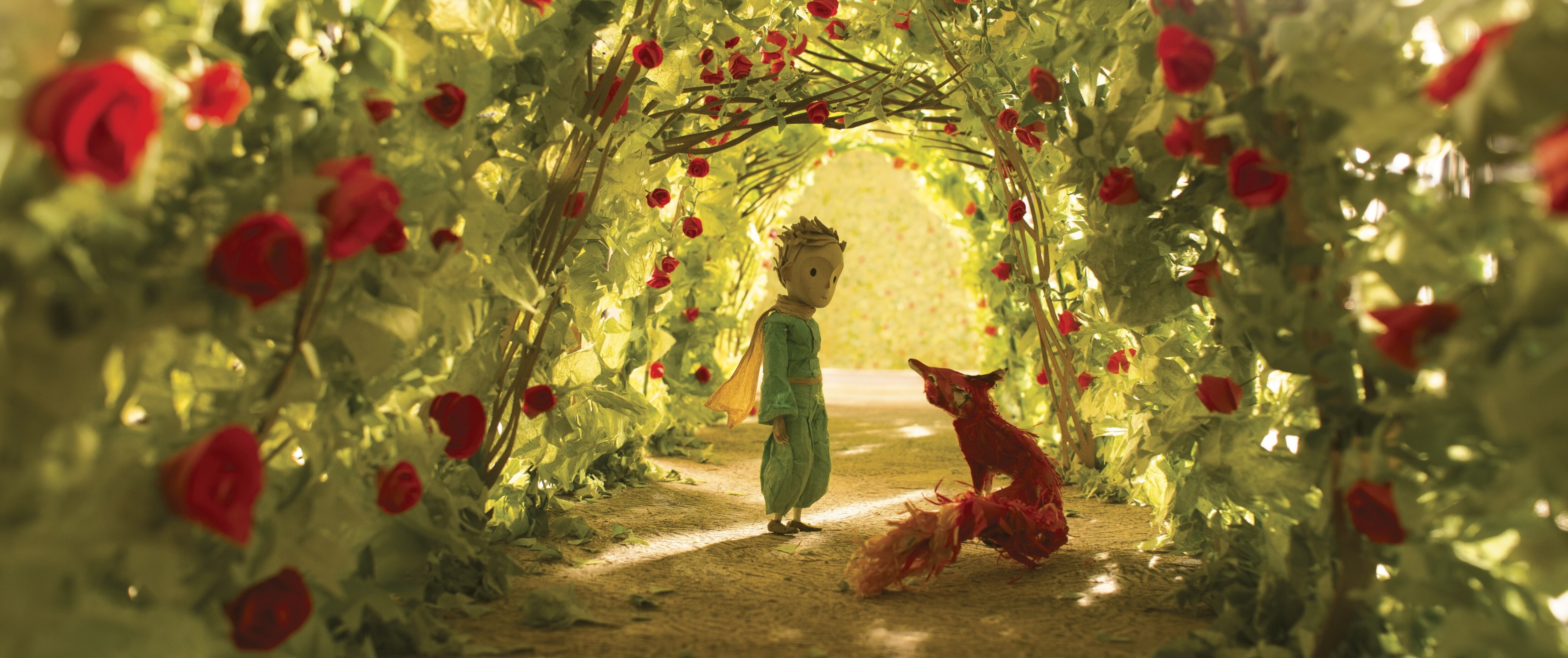 The Little Prince and the Fox in a Rose Garden HD Wallpaper