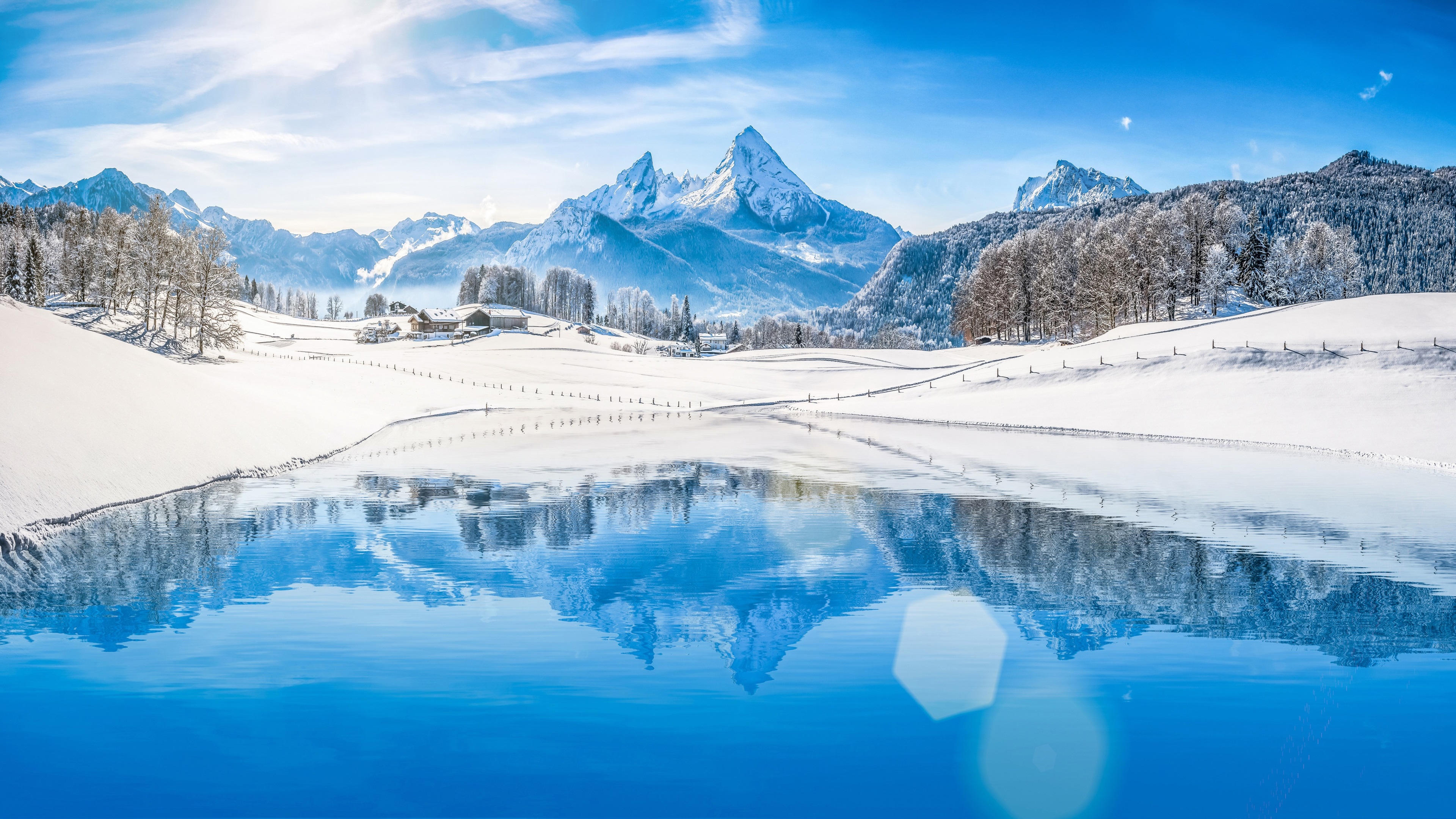 Alps Mountains Landscape in Winter 4K HD Wallpaper