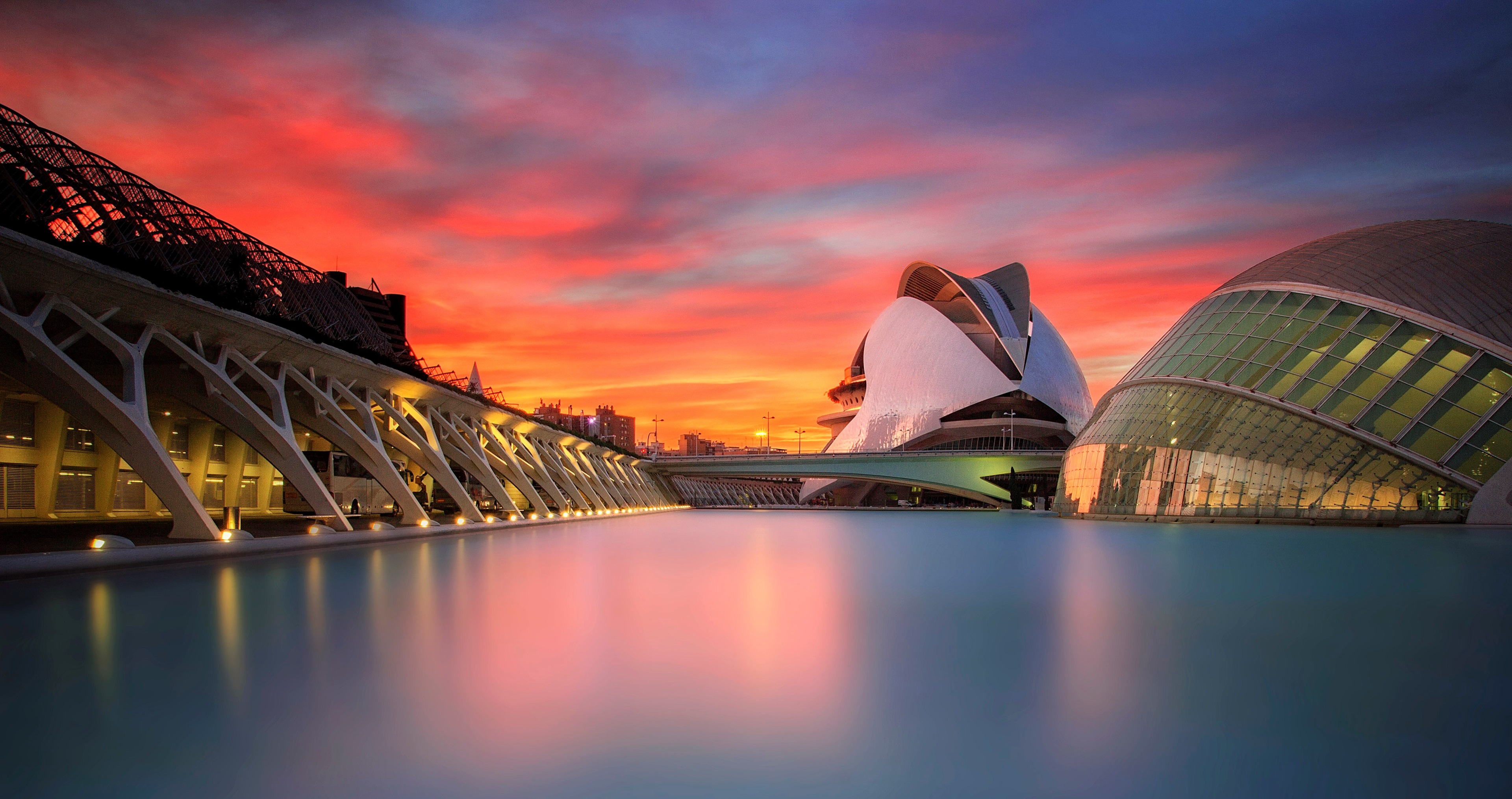 City Of Arts And Sciences Valencia Sunset Spain 4K HD Wallpaper City Of Arts And Sciences Valencia Sunset Spain 4K HD Wallpaper