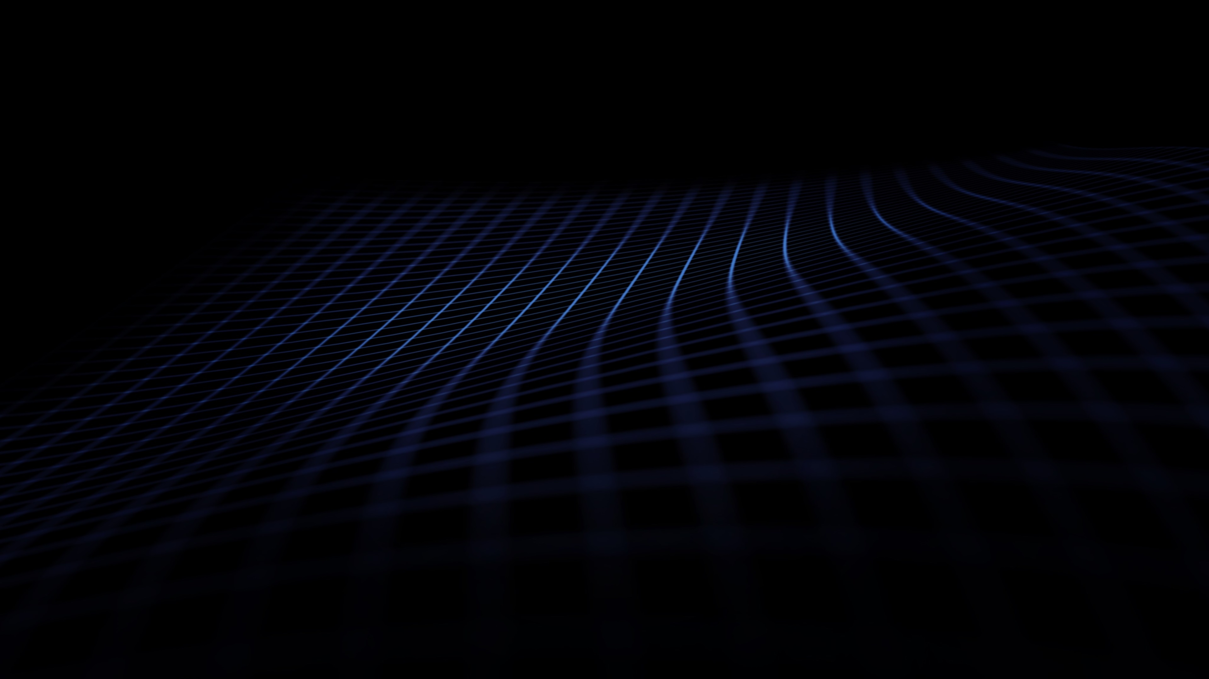 Abstract blue grid on black background 4K HD Wallpaper