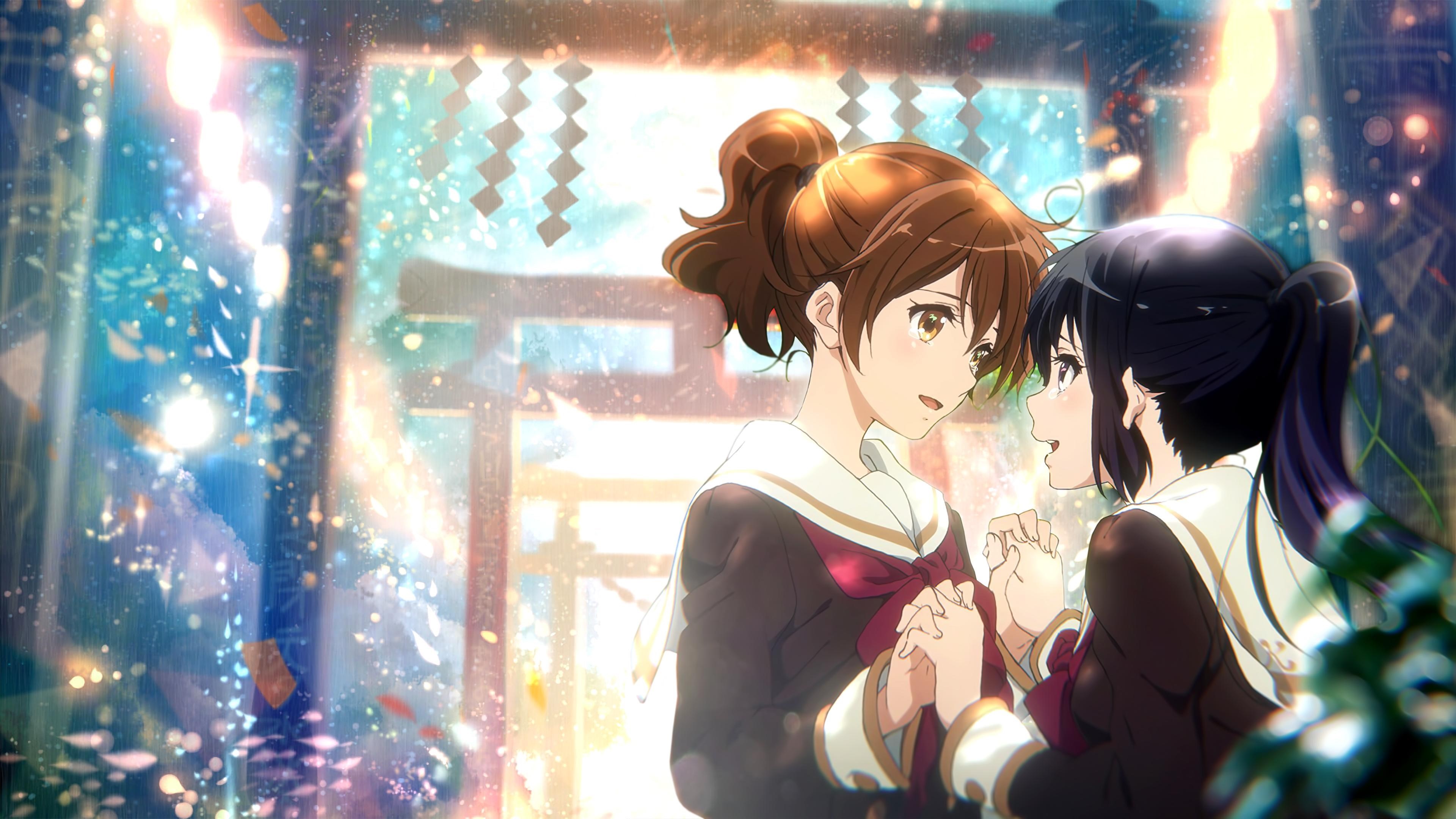 Two girls from Sound! Euphonium in front of a shrine HD Wallpaper