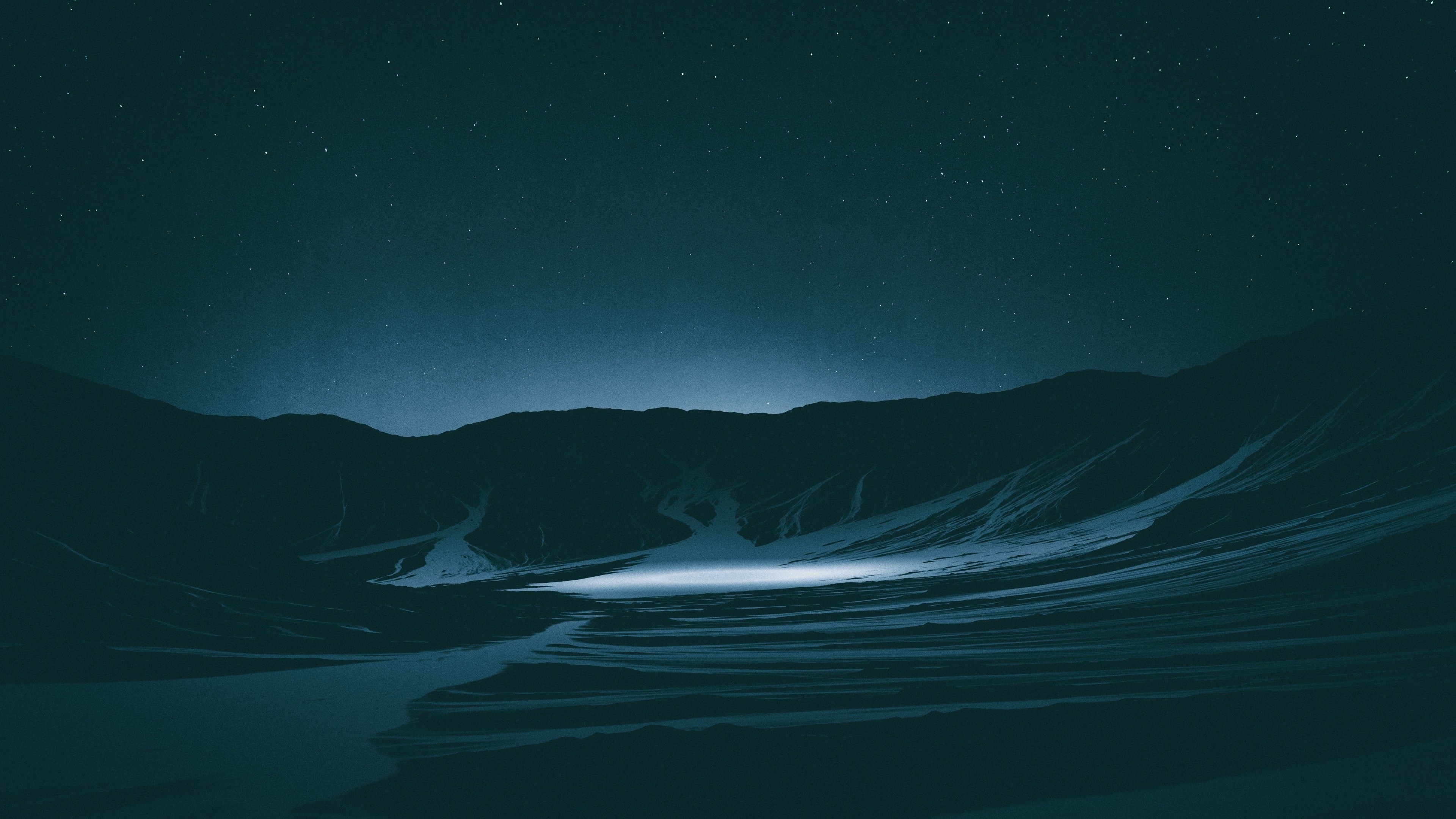 Night landscape with stars and mountains HD Wallpaper