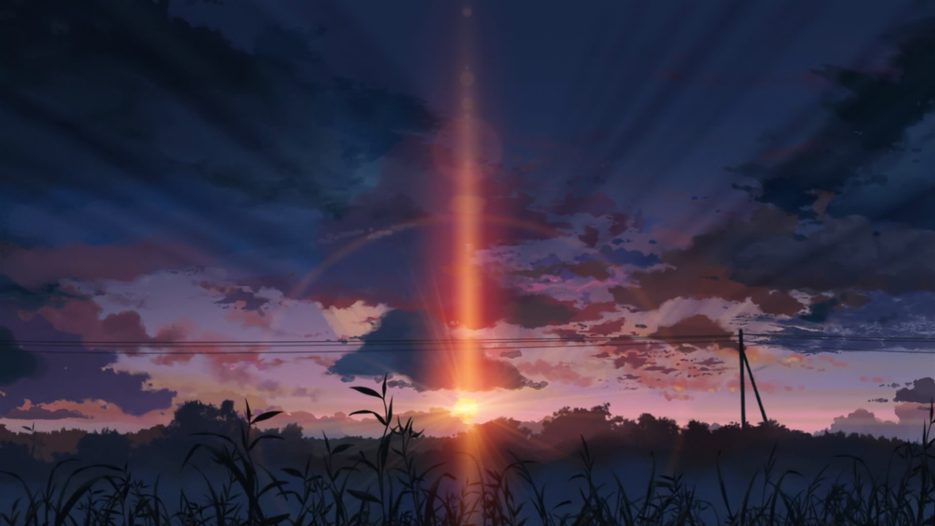 Sunset over a field from 5 Centimeters Per Second HD Wallpaper