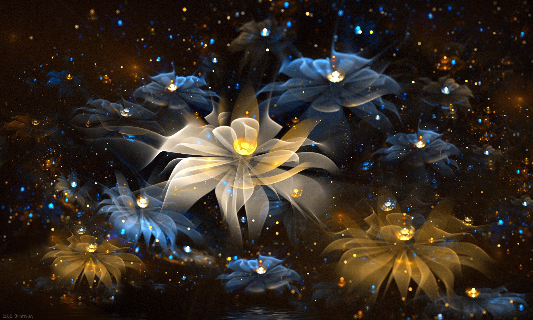 Ethereal Glowing Abstract Fractal Flowers HD Wallpaper