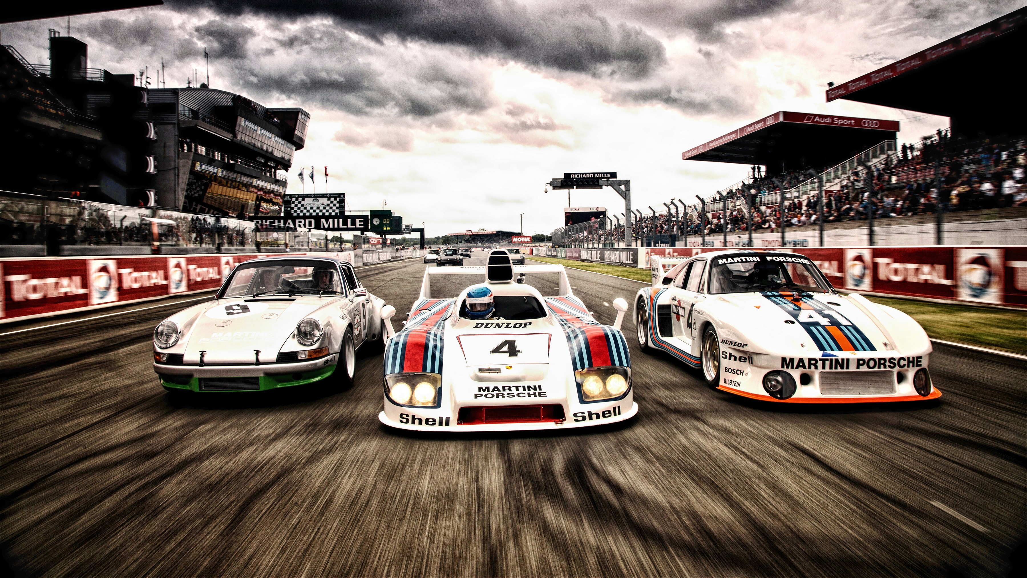 Porsche Martini Racing Cars on Track HD Wallpaper