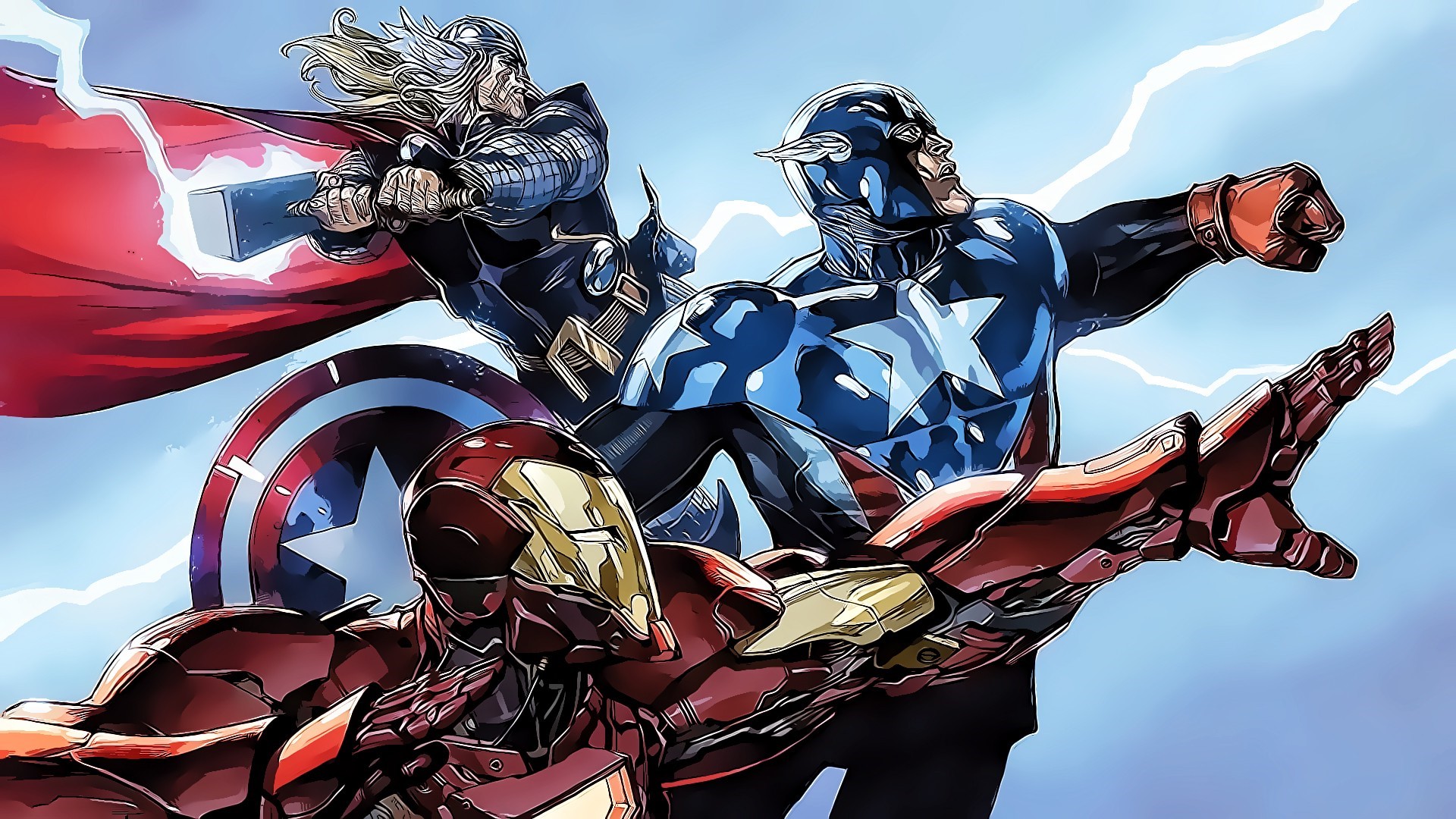 Iron Man, Captain America, and Thor from Marvel Comics HD Wallpaper