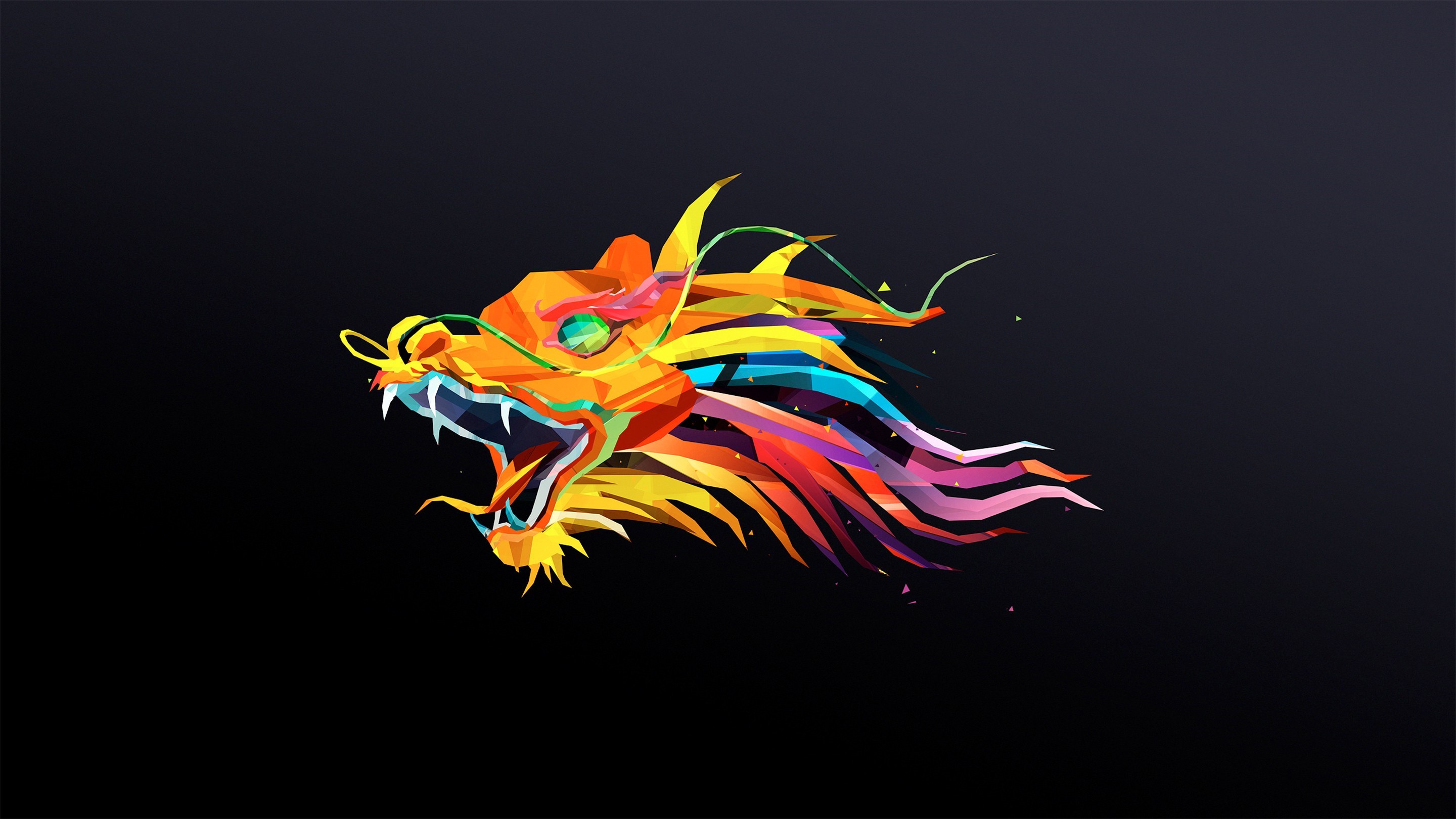 Geometric Dragon Head Digital Art HD Wallpaper
