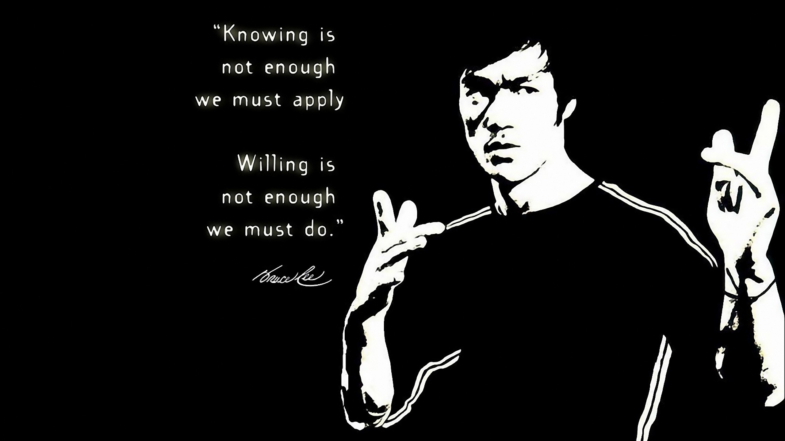 Bruce Lee quote about knowing and willing HD Wallpaper