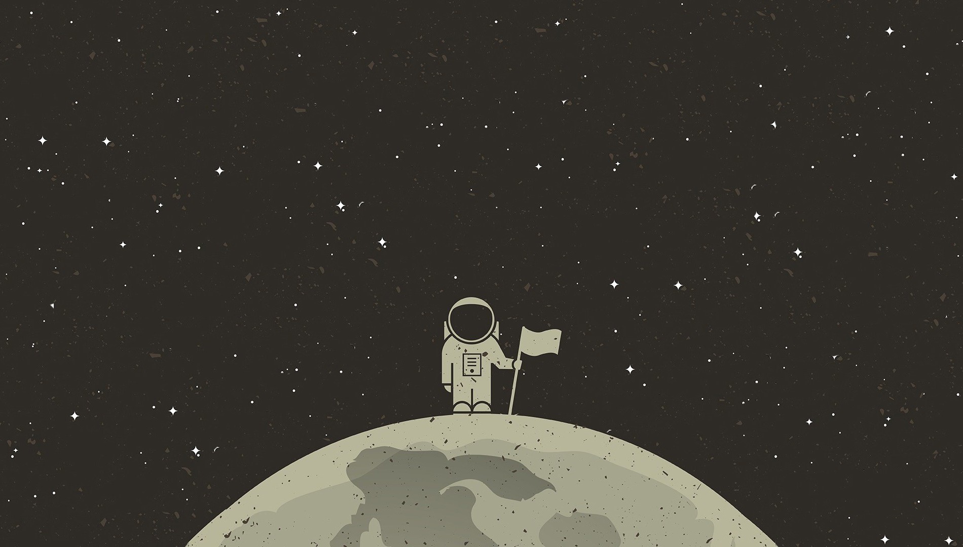 Astronaut standing on the moon with a flag HD Wallpaper