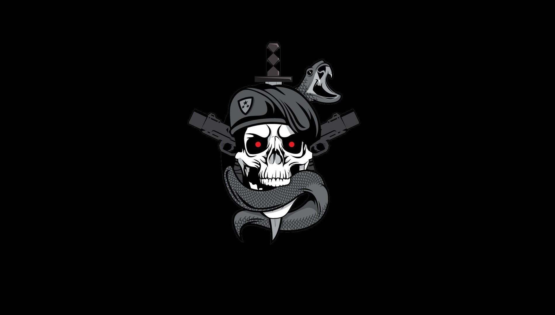 Skull with snake, guns, and dagger from Call of Duty HD Wallpaper