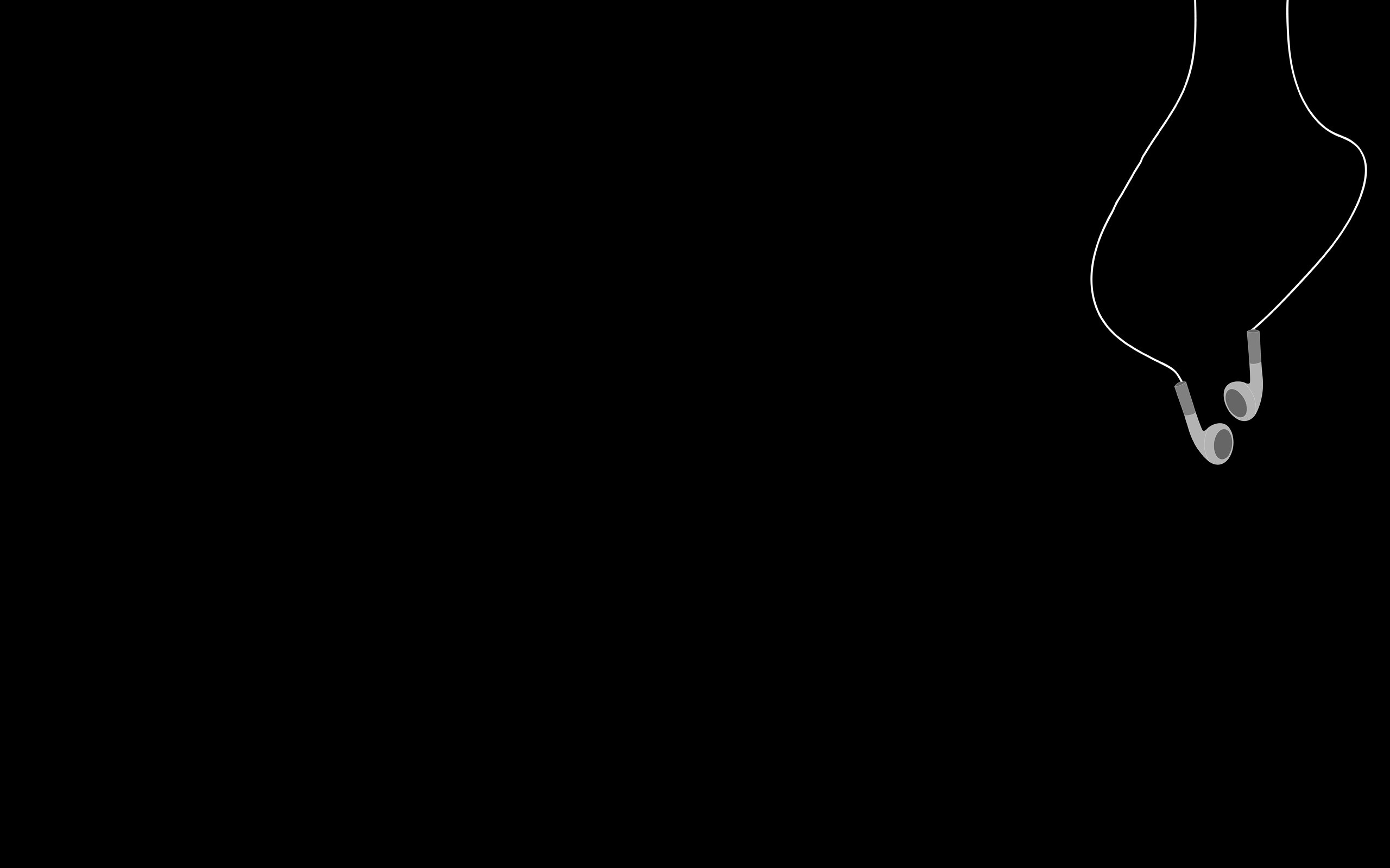 Minimalist white earphones on black background HD Wallpaper