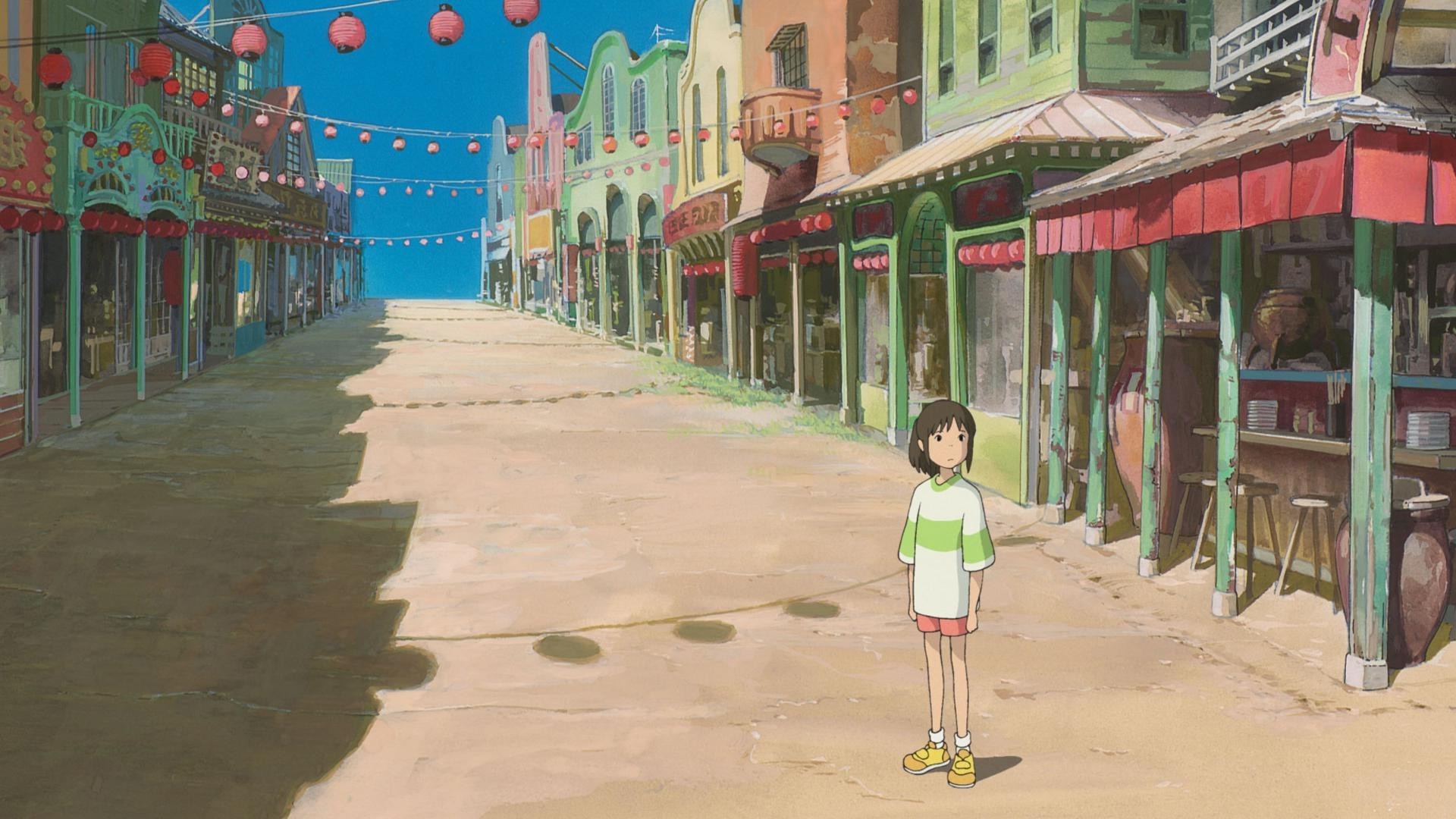 Chihiro from Spirited Away in an empty town HD Wallpaper