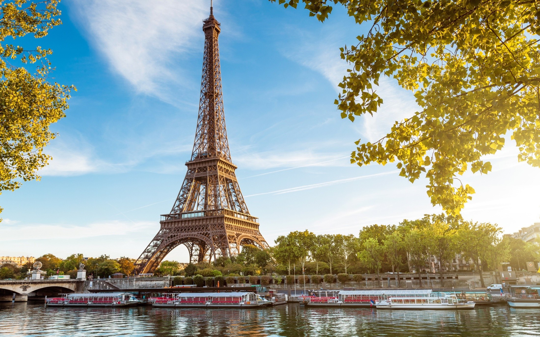 Eiffel Tower over the Seine River in Paris, France HD Wallpaper