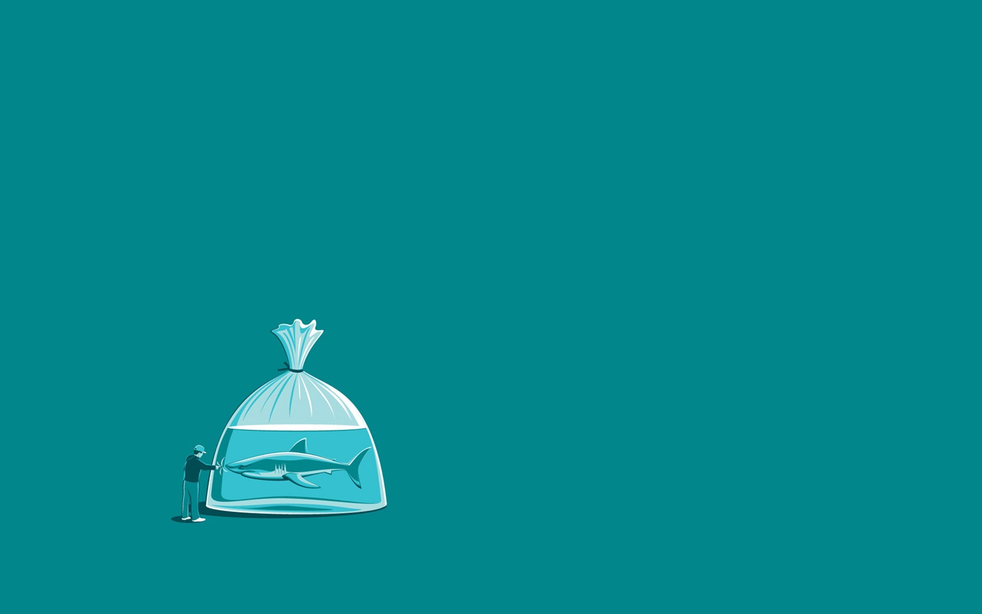 Man holding a bag with a shark HD Wallpaper