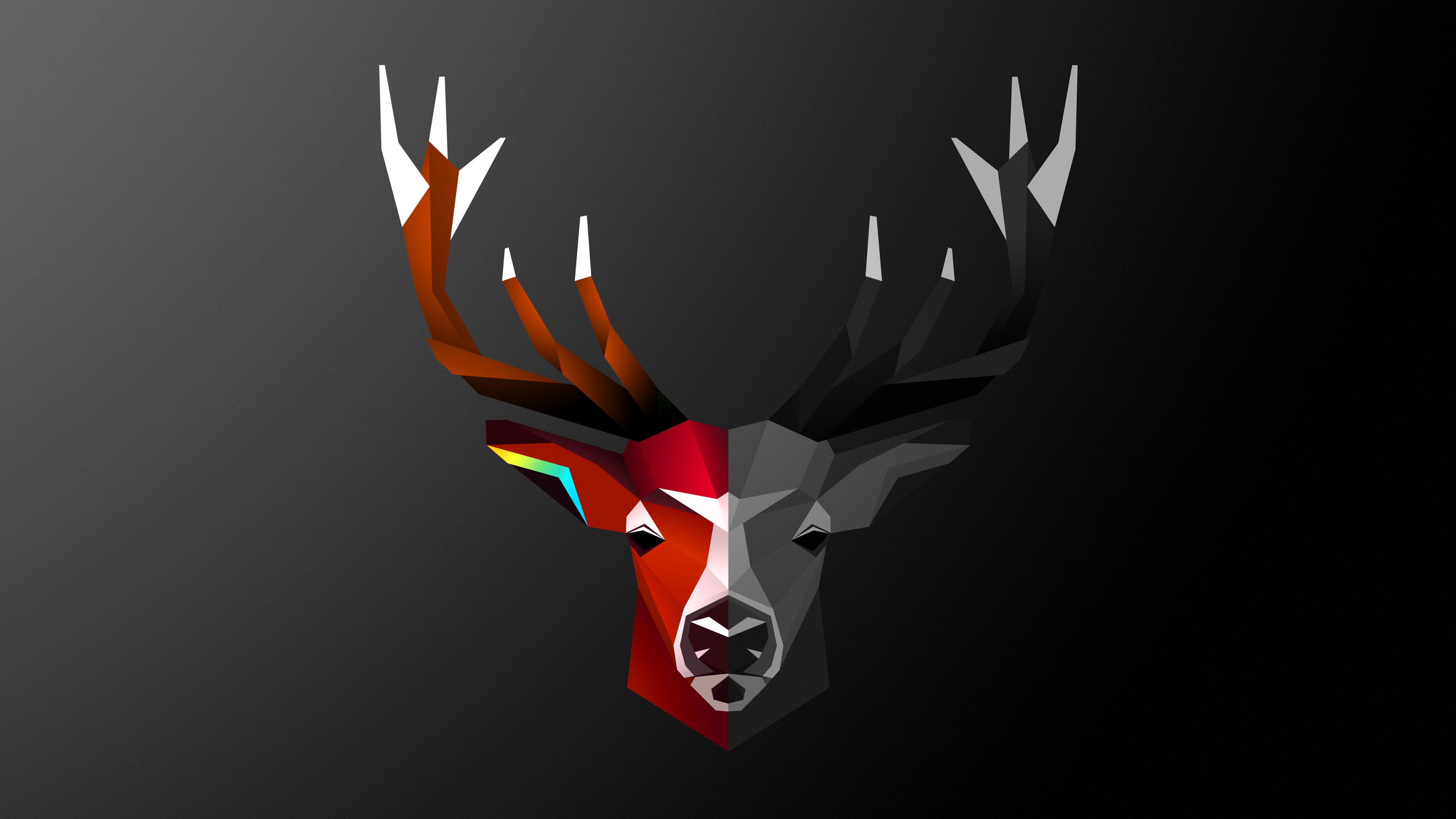 Abstract geometric deer head with colorful face HD Wallpaper