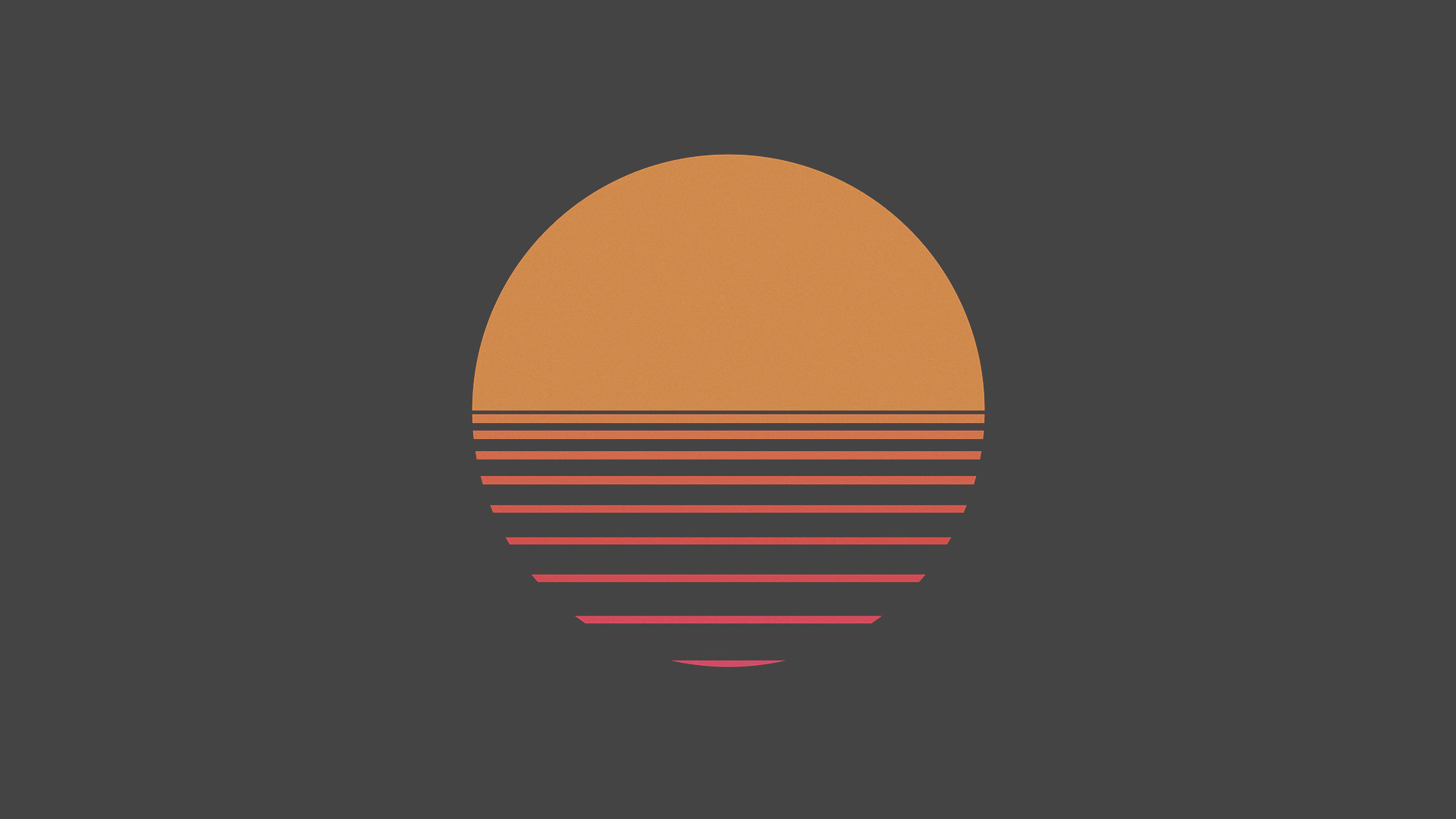 Minimalist sunset with orange circle and lines HD Wallpaper