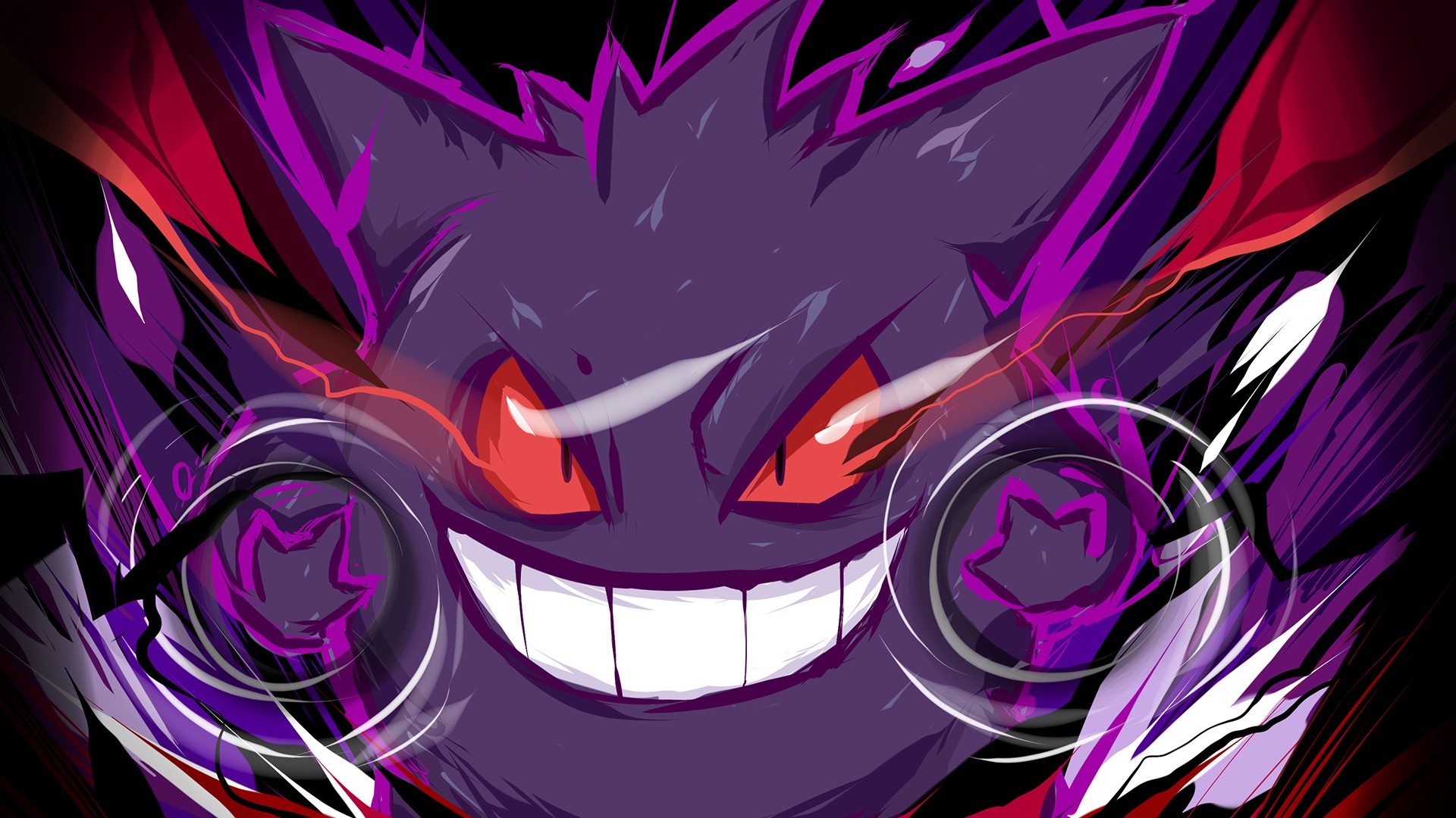 Fierce Gengar with Glowing Red Eyes HD Wallpaper