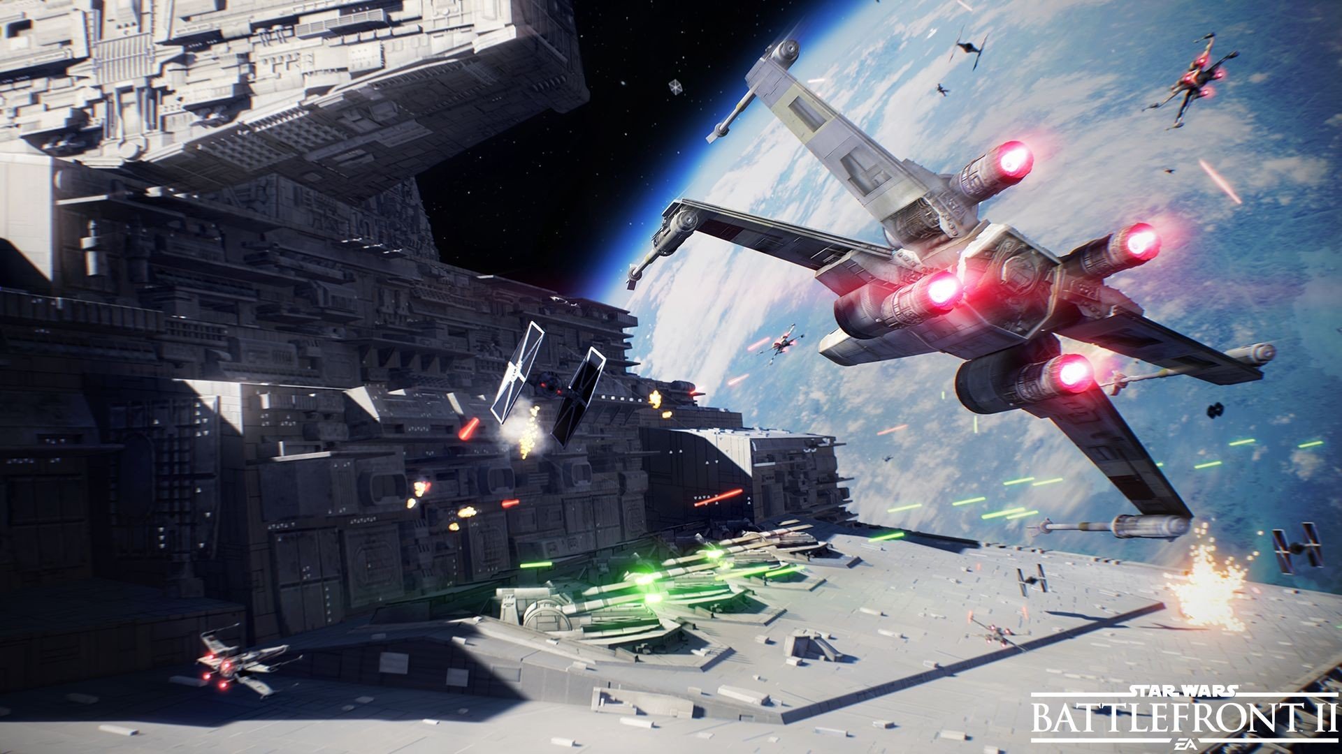 Star Wars Battlefront II Star Destroyer X-Wing Battle HD Wallpaper