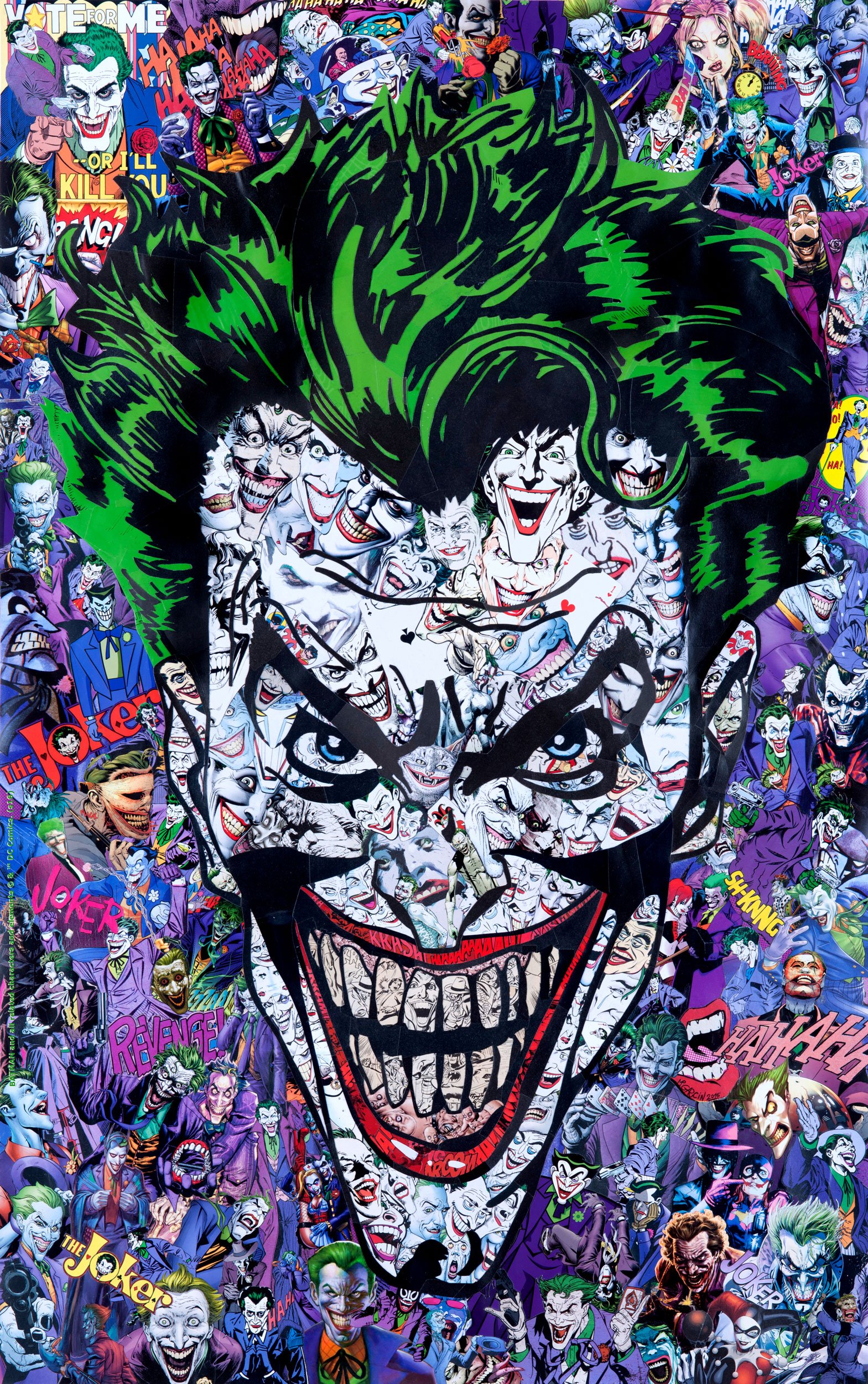 Collage of The Joker comic book art HD Wallpaper