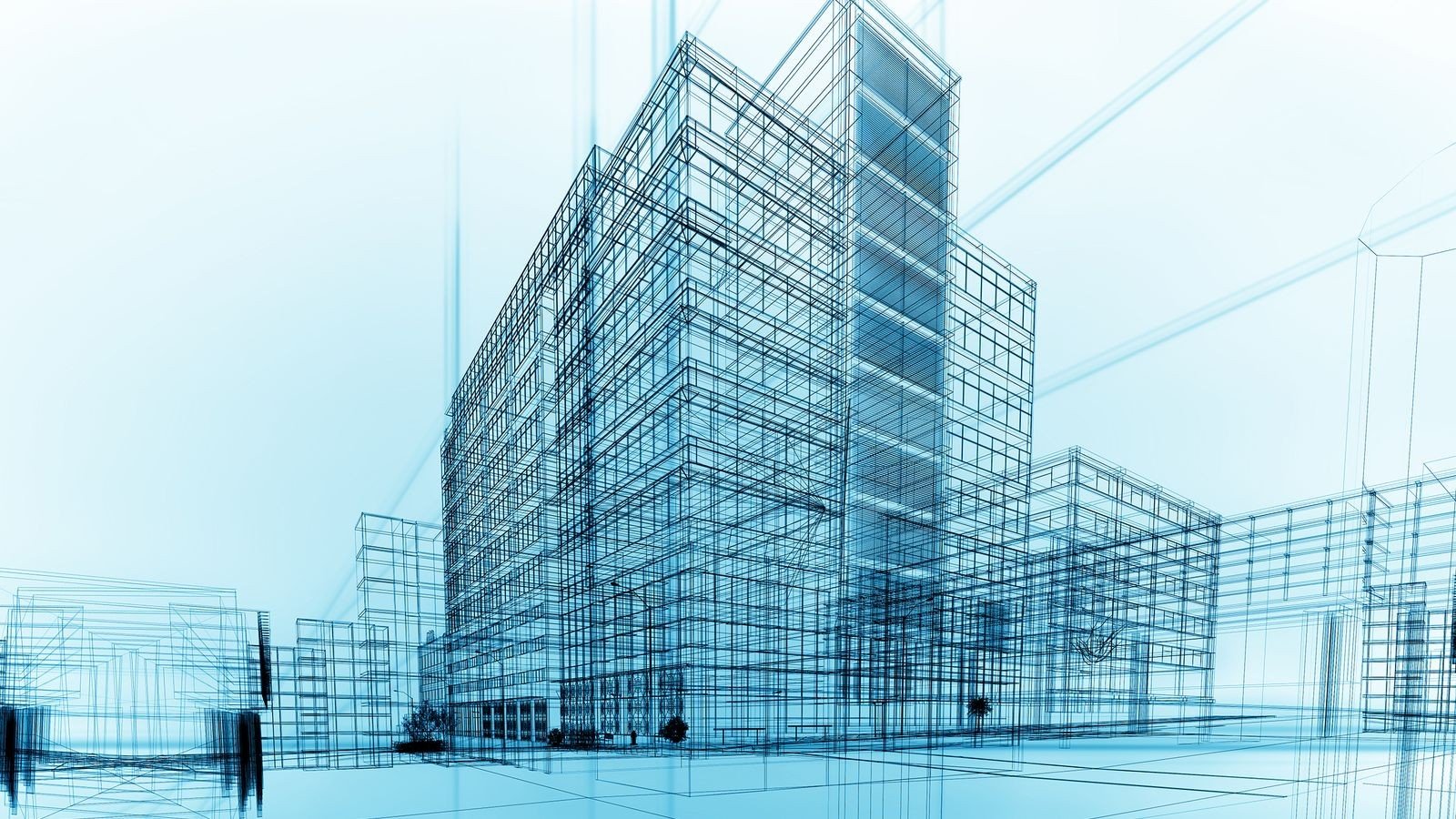 Architectural blueprint of modern buildings HD Wallpaper