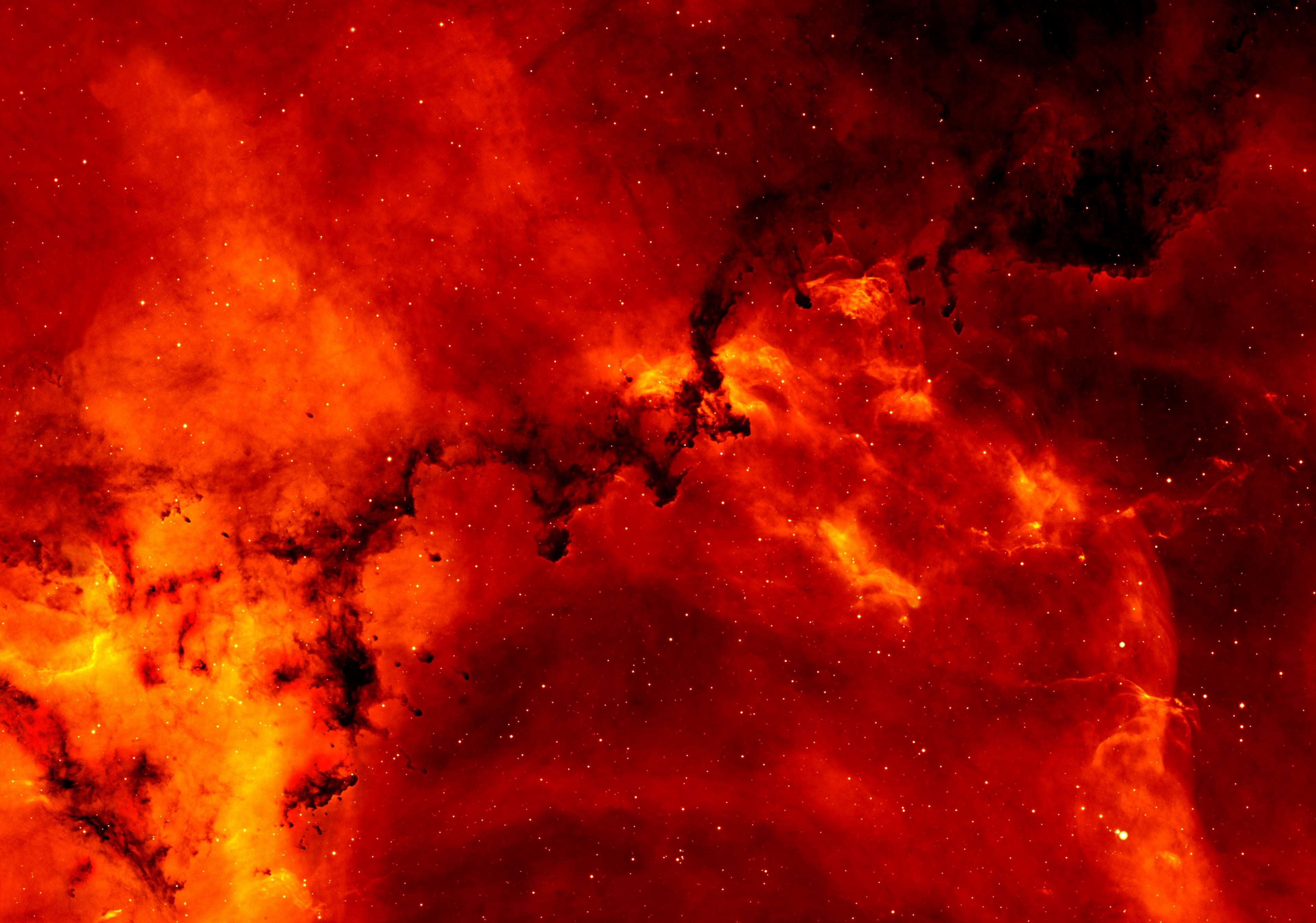 Red and orange nebula with stars HD Wallpaper