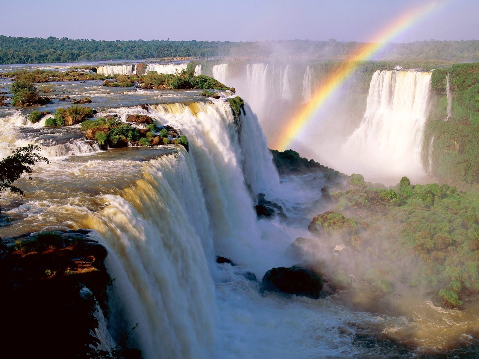 Iguazu Falls with Rainbow in Argentina HD Wallpaper