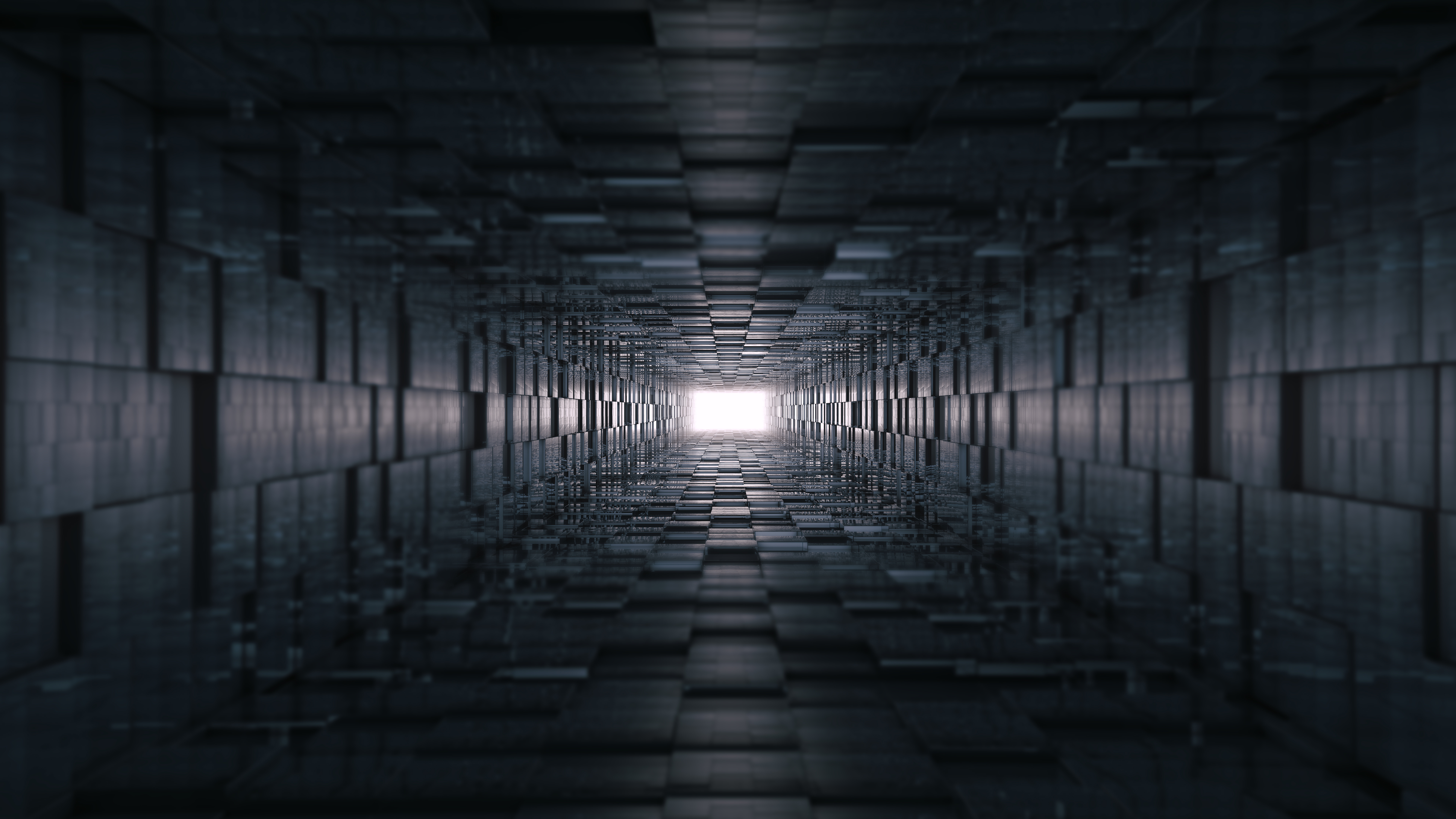 Abstract 3D tunnel with bright light HD Wallpaper